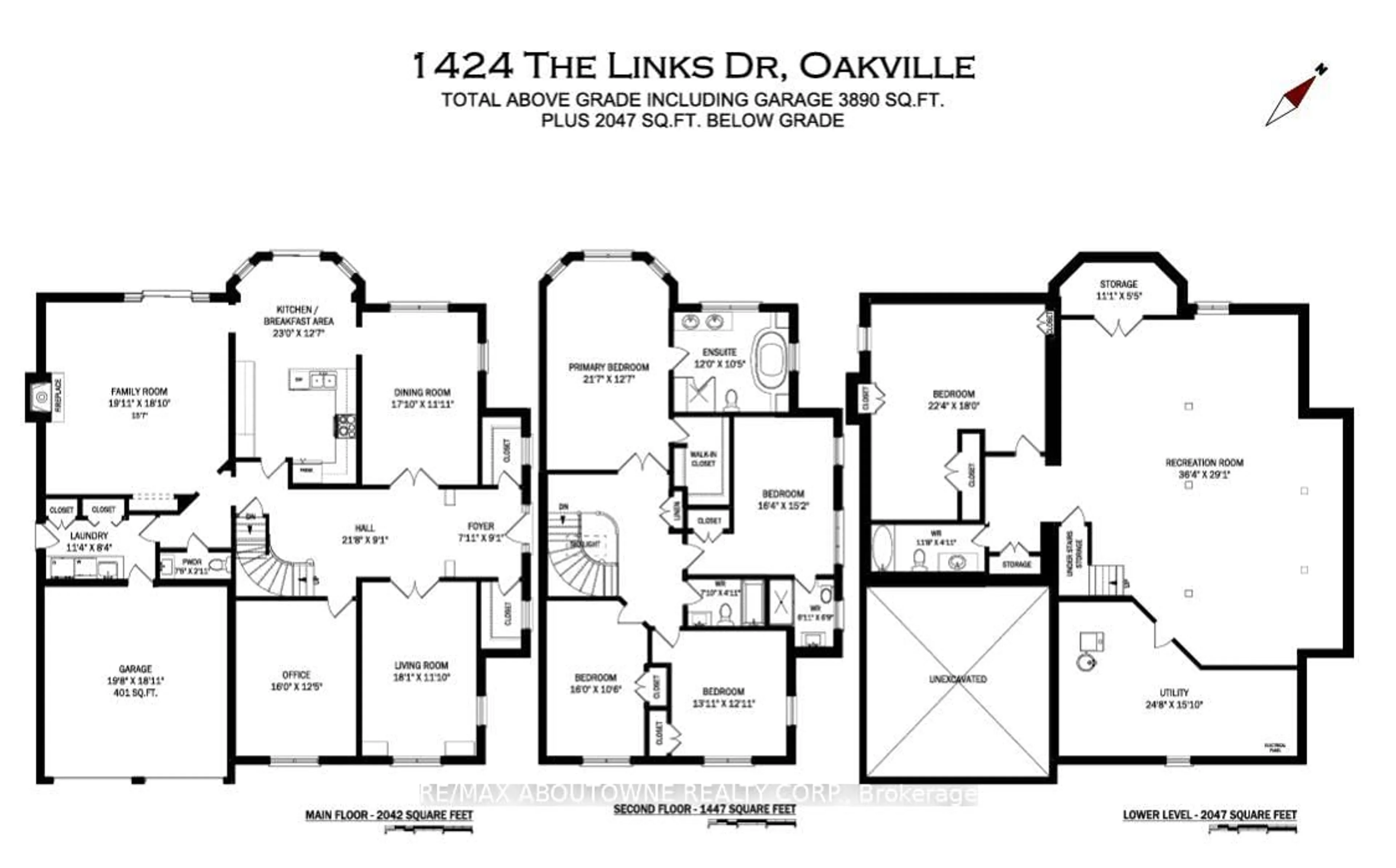 Floor plan for 1424 The Links Dr, Oakville Ontario L6M 2N9