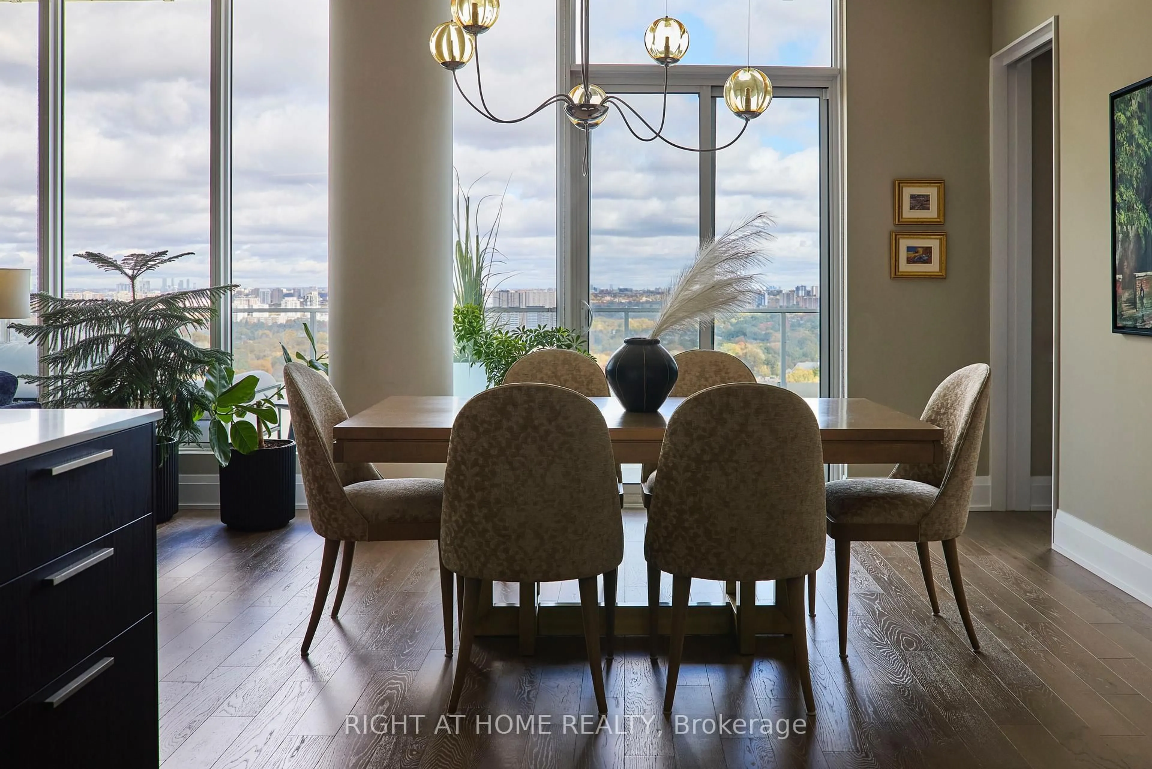 Dining room, wood/laminate floor for 20 Brin Dr #2003, Toronto Ontario M8X 0B2