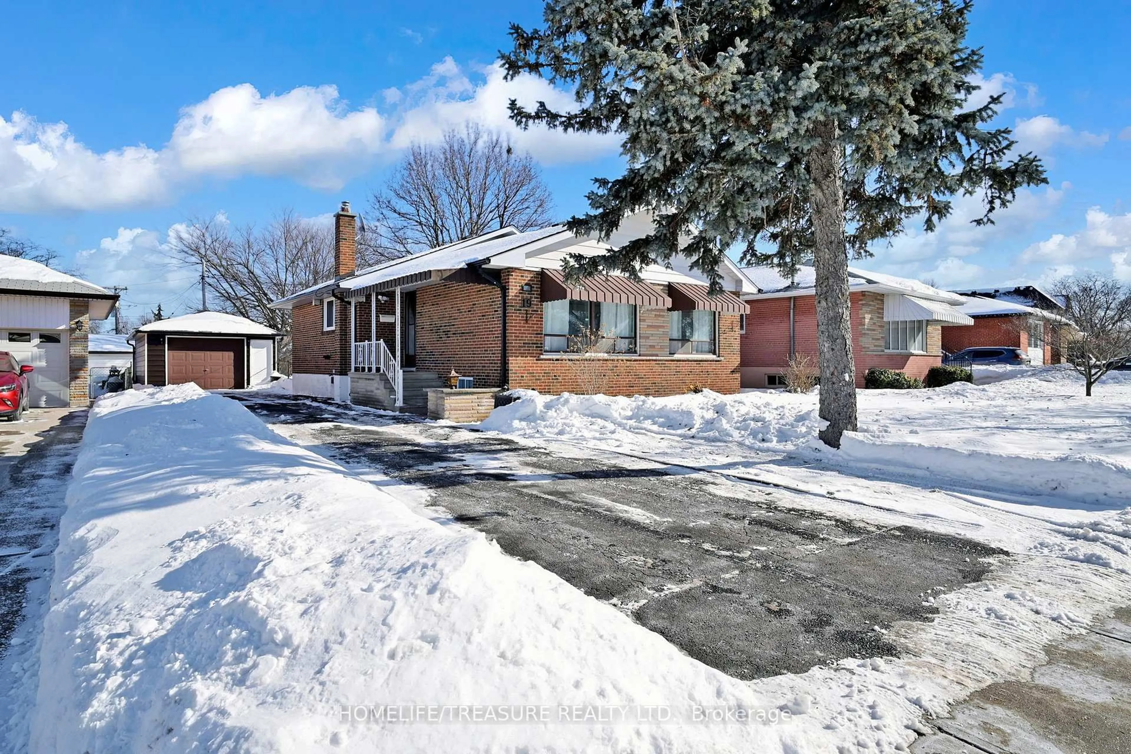 Home with brick exterior material, street for 19 BRAMPTON Rd, Toronto Ontario M9R 3J3
