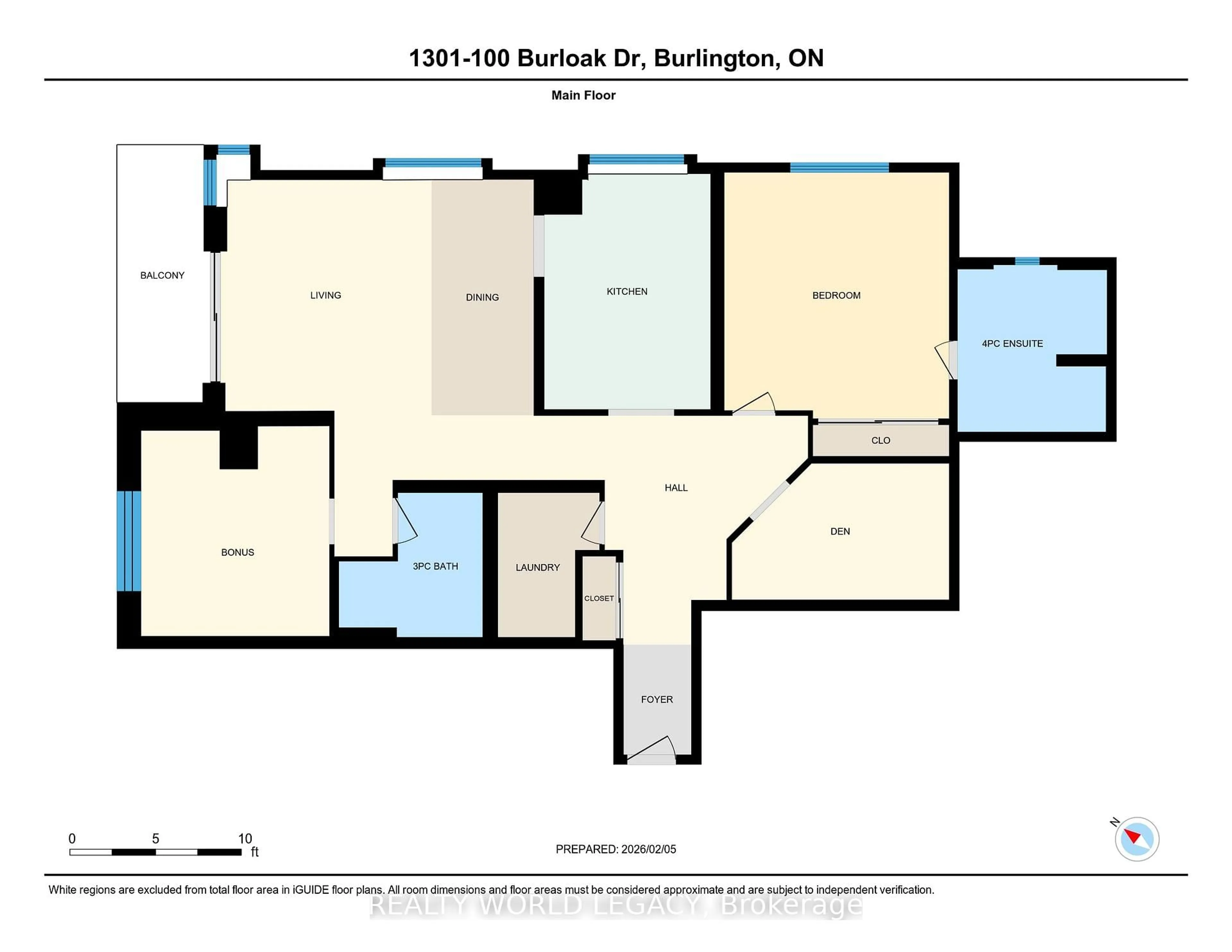 Floor plan for 100 Burloak Dr #1301, Burlington Ontario L7L 6P6