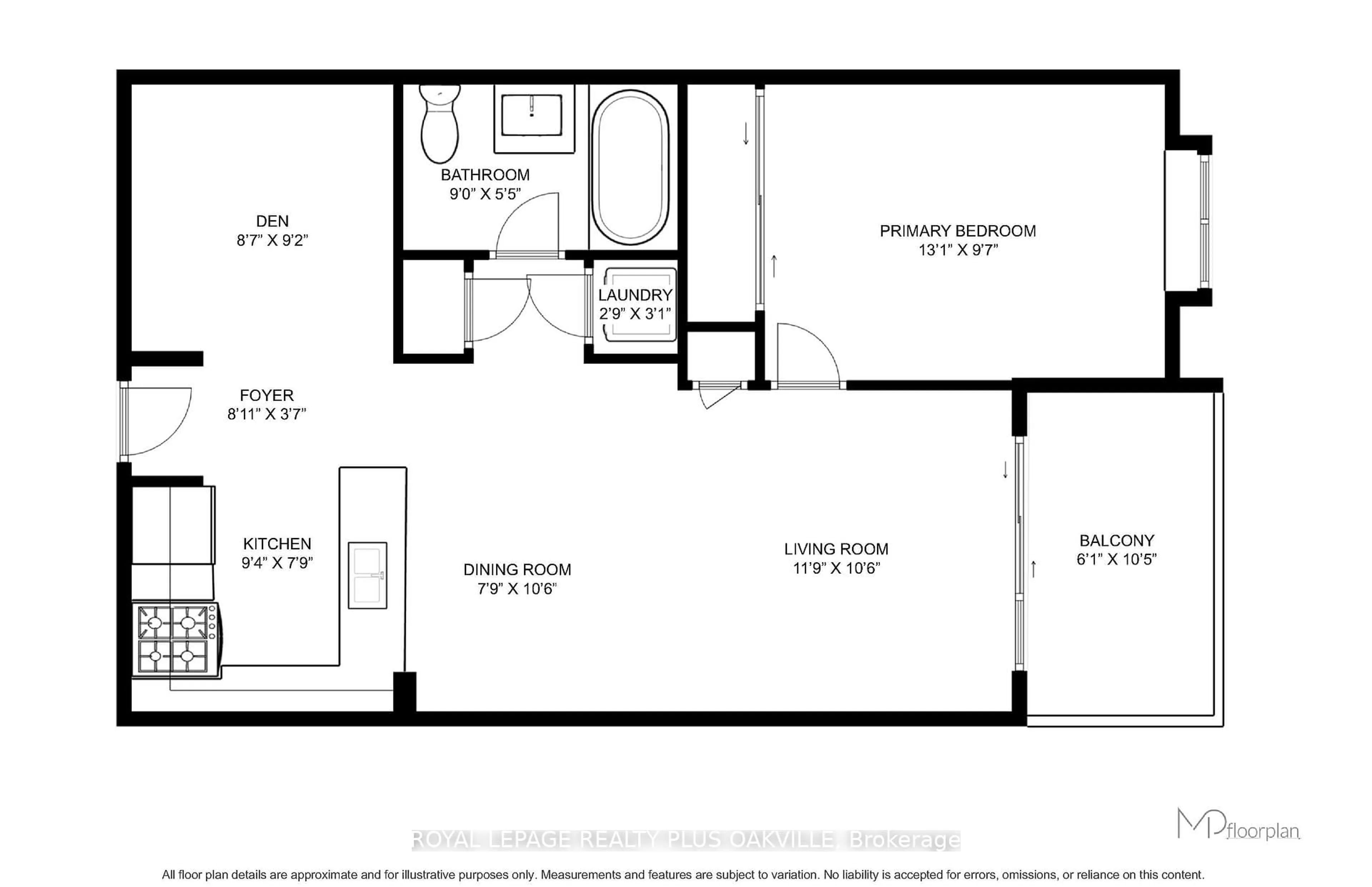 Floor plan for 2470 Prince Michael Dr #607, Oakville Ontario L6H 0G9