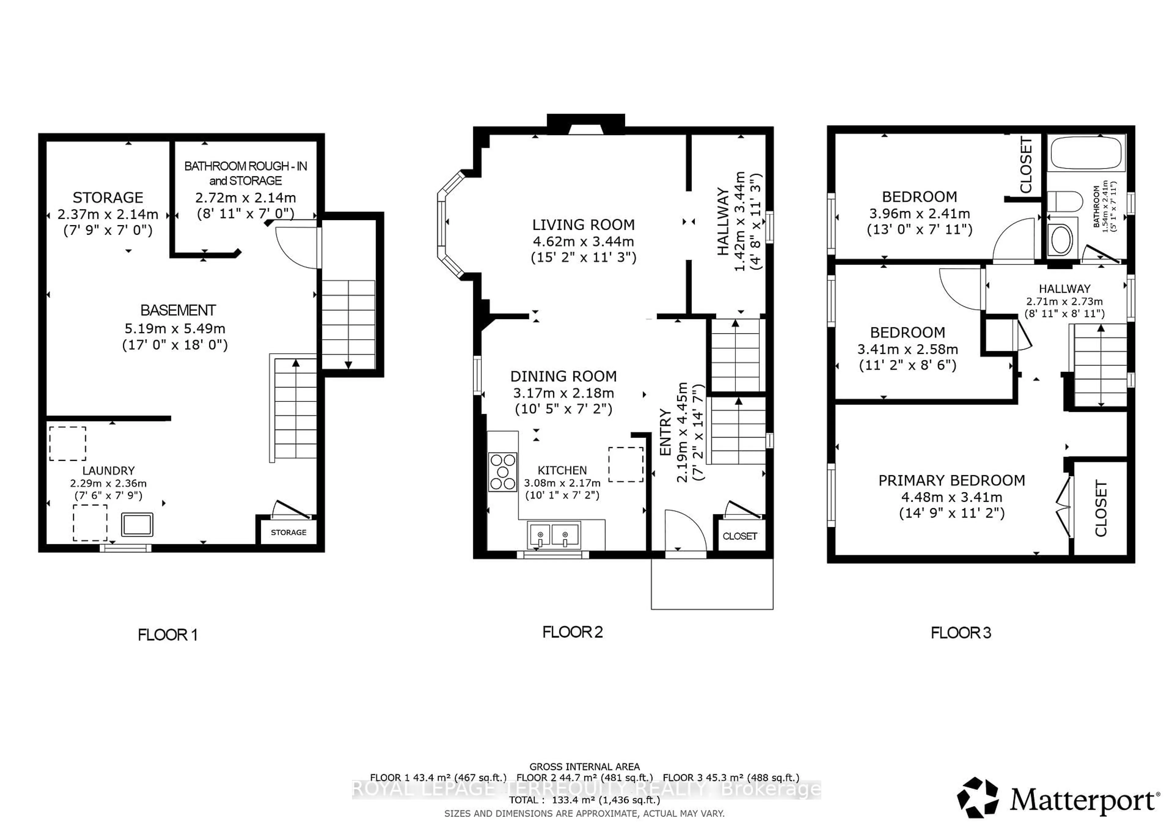 Floor plan for 21 Gladstone Sq, Brampton Ontario L6S 2H5