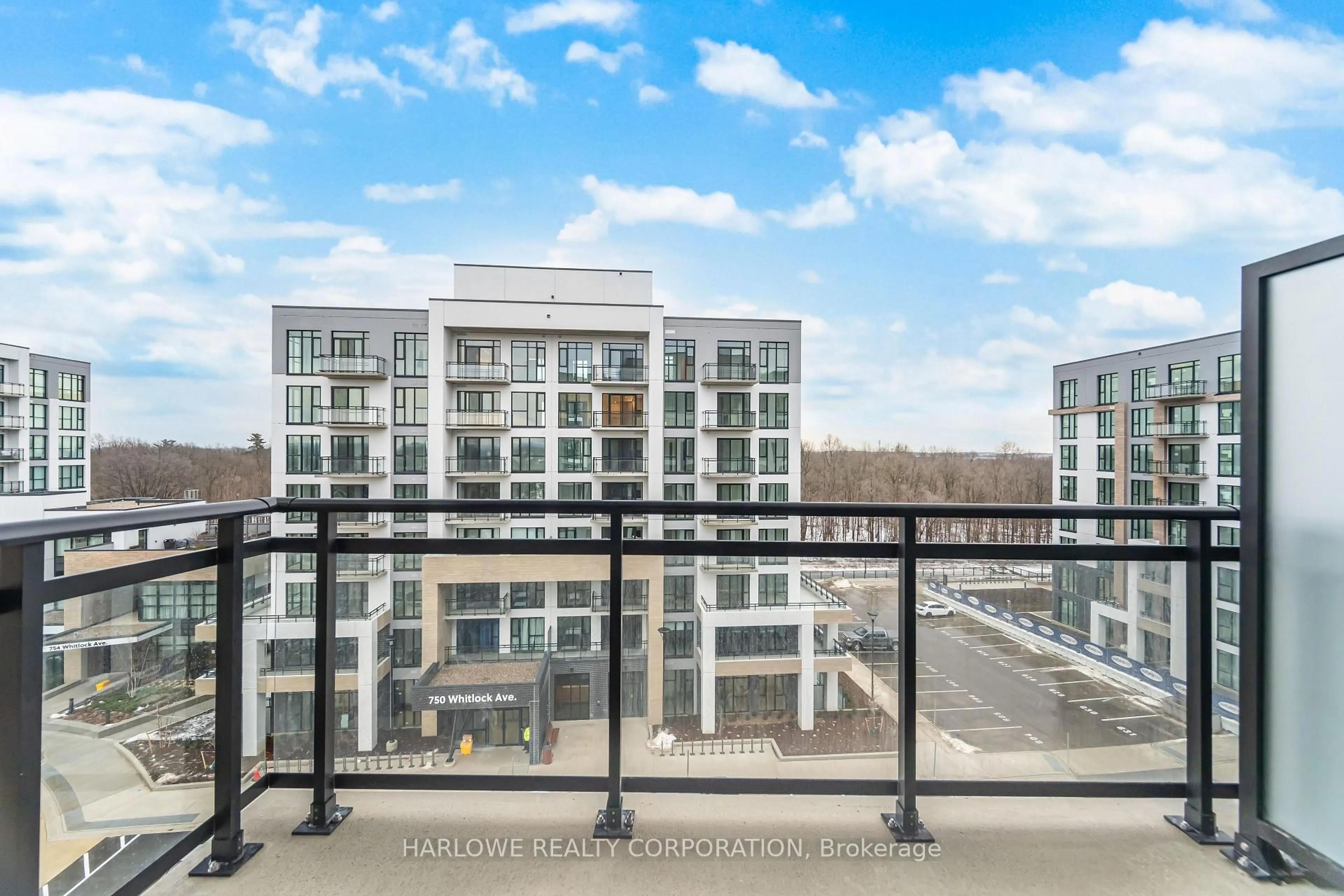Balcony in the apartment, city buildings view from balcony for 720 Whitlock Ave #603, Milton Ontario L9E 2B5