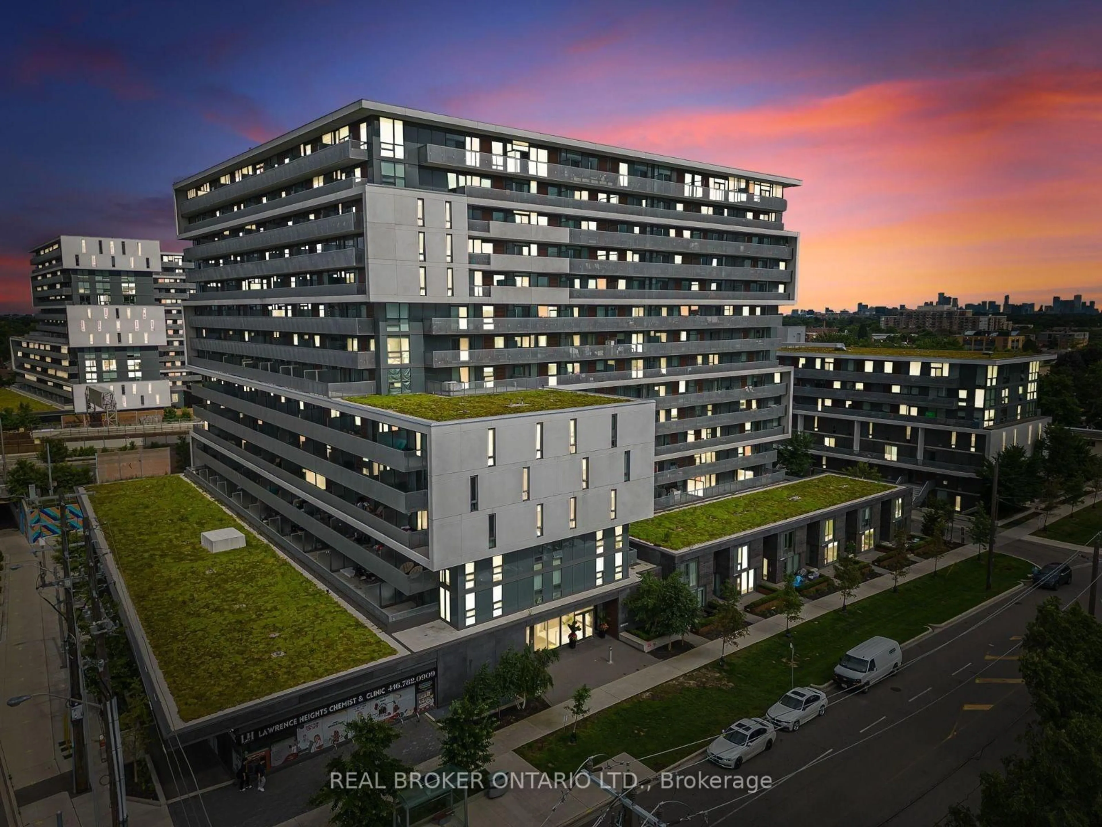 A pic from outside/outdoor area/front of a property/back of a property/a pic from drone, building for 160 Flemington Rd #1304, Toronto Ontario M6A 0A9