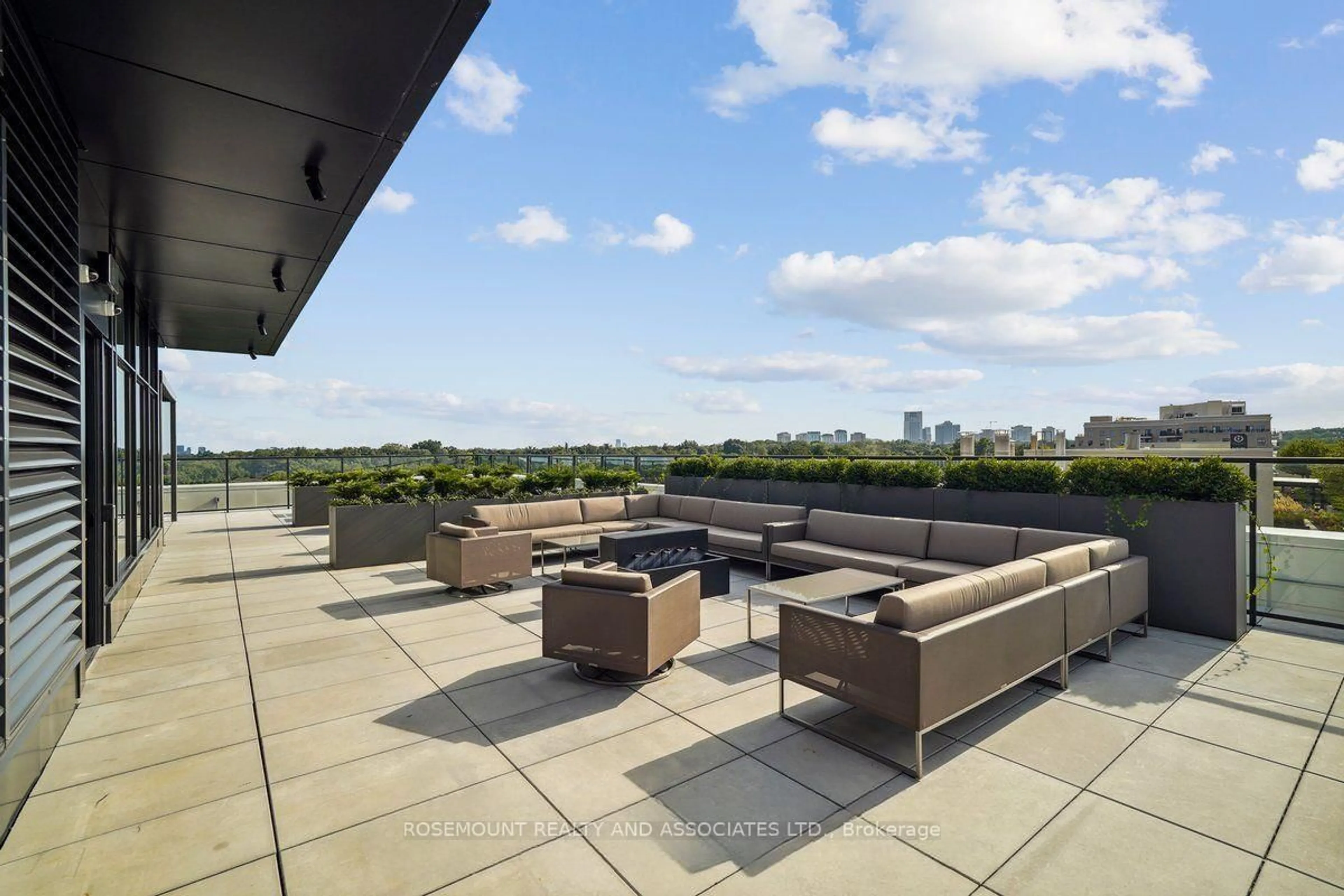 Patio, city buildings view from balcony for 160 Kingsway Cres #407, Toronto Ontario M8X 0B5