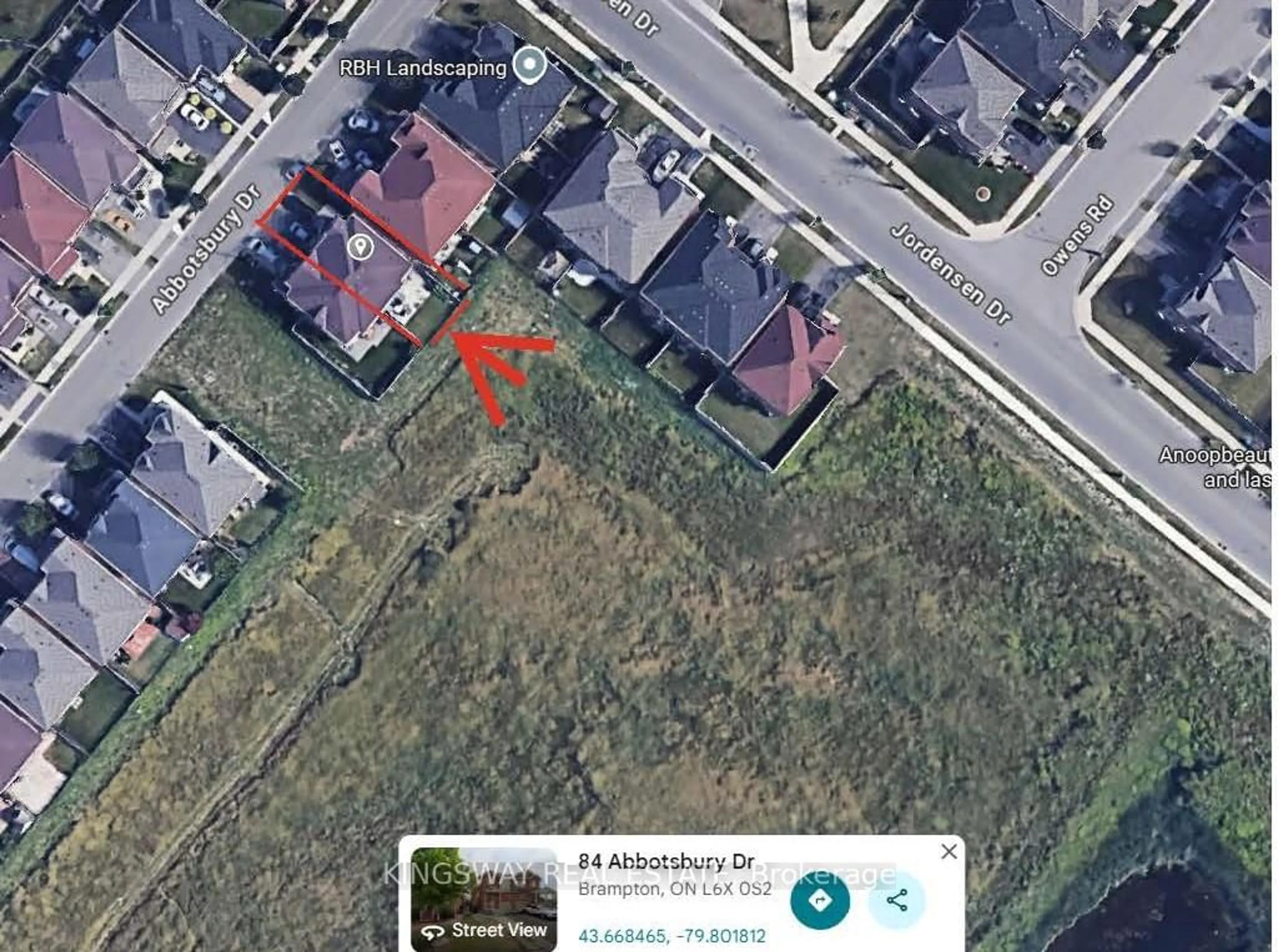 A pic from outside/outdoor area/front of a property/back of a property/a pic from drone, street for 84 Abbotsbury Dr, Brampton Ontario L6X 0S2