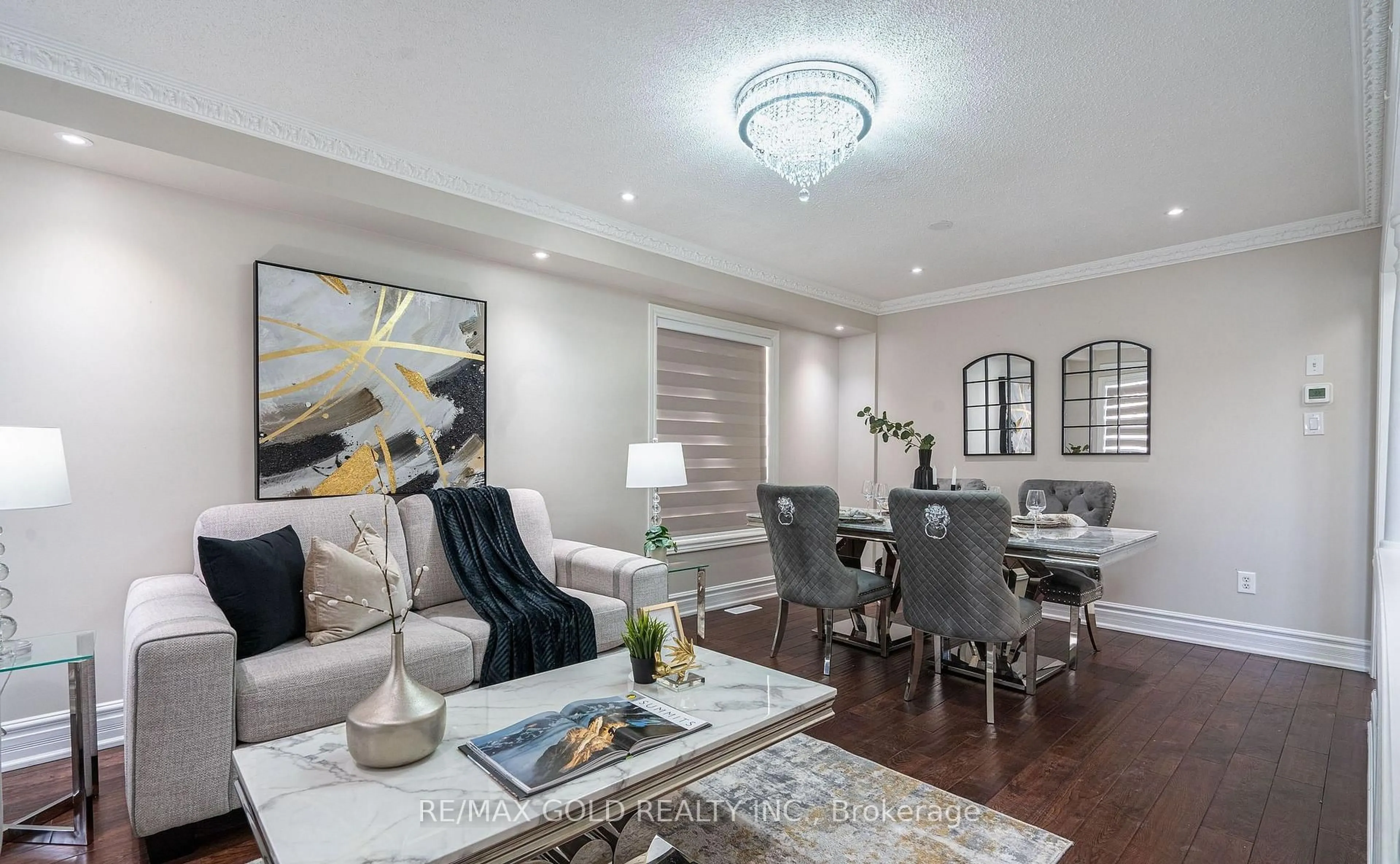 Living room with furniture, wood/laminate floor for 10 Leopard Gate, Brampton Ontario L6R 2E5