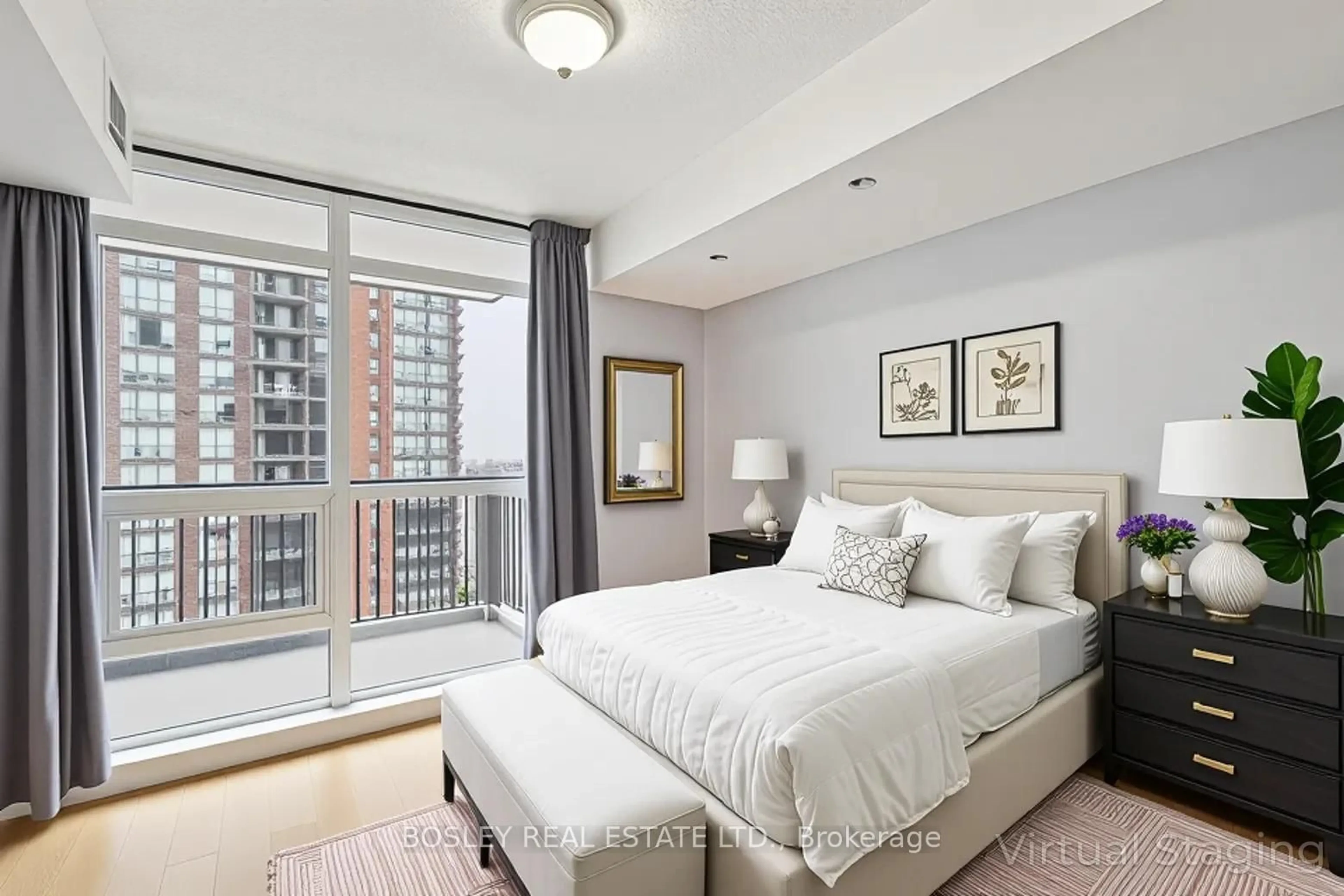 Bedroom with bed, carpet floor for 800 Lawrence Ave #1419, Toronto Ontario M6A 0B1