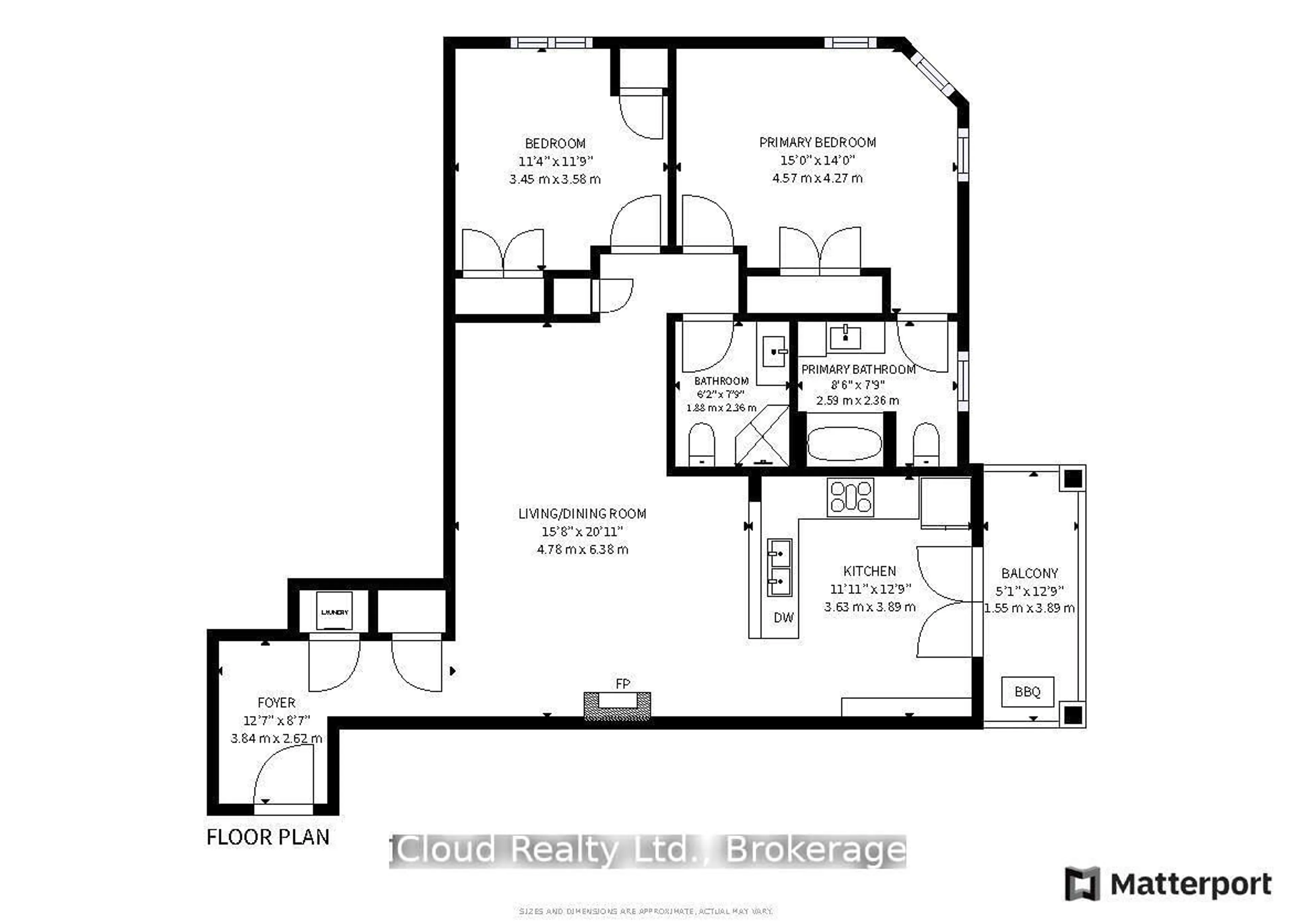 Floor plan for 1440 Main St #411, Milton Ontario L9T 8W3