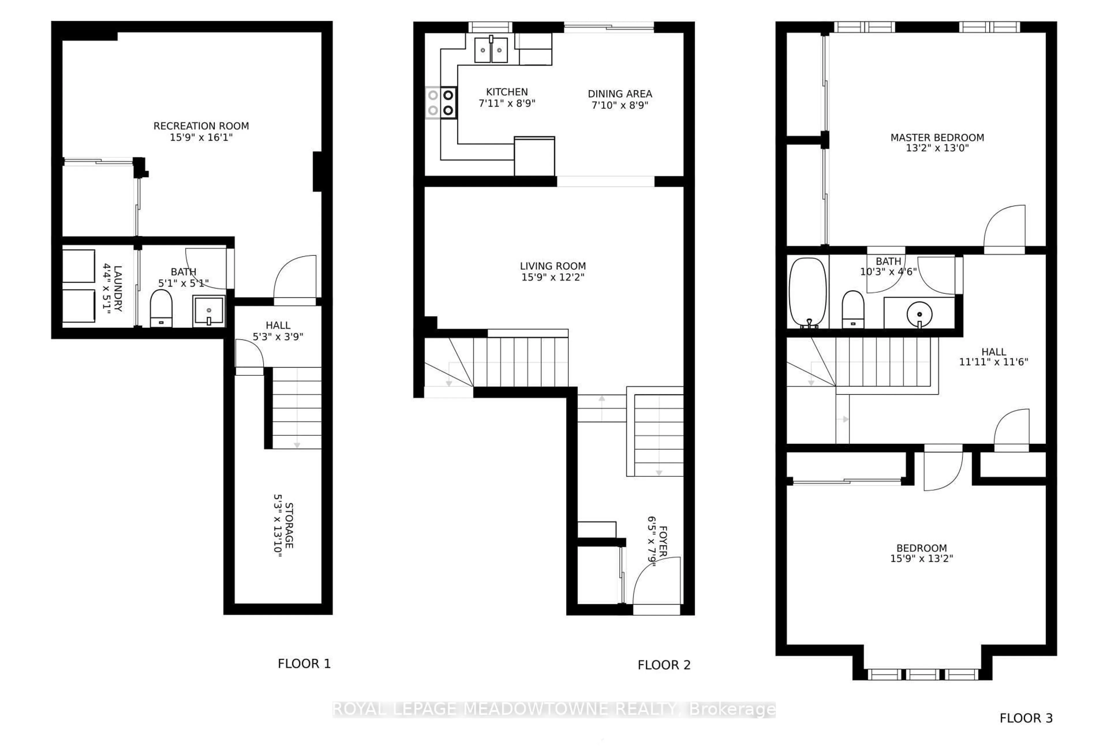Floor plan for 1591 South Parade Crt #2, Mississauga Ontario L5M 6G1