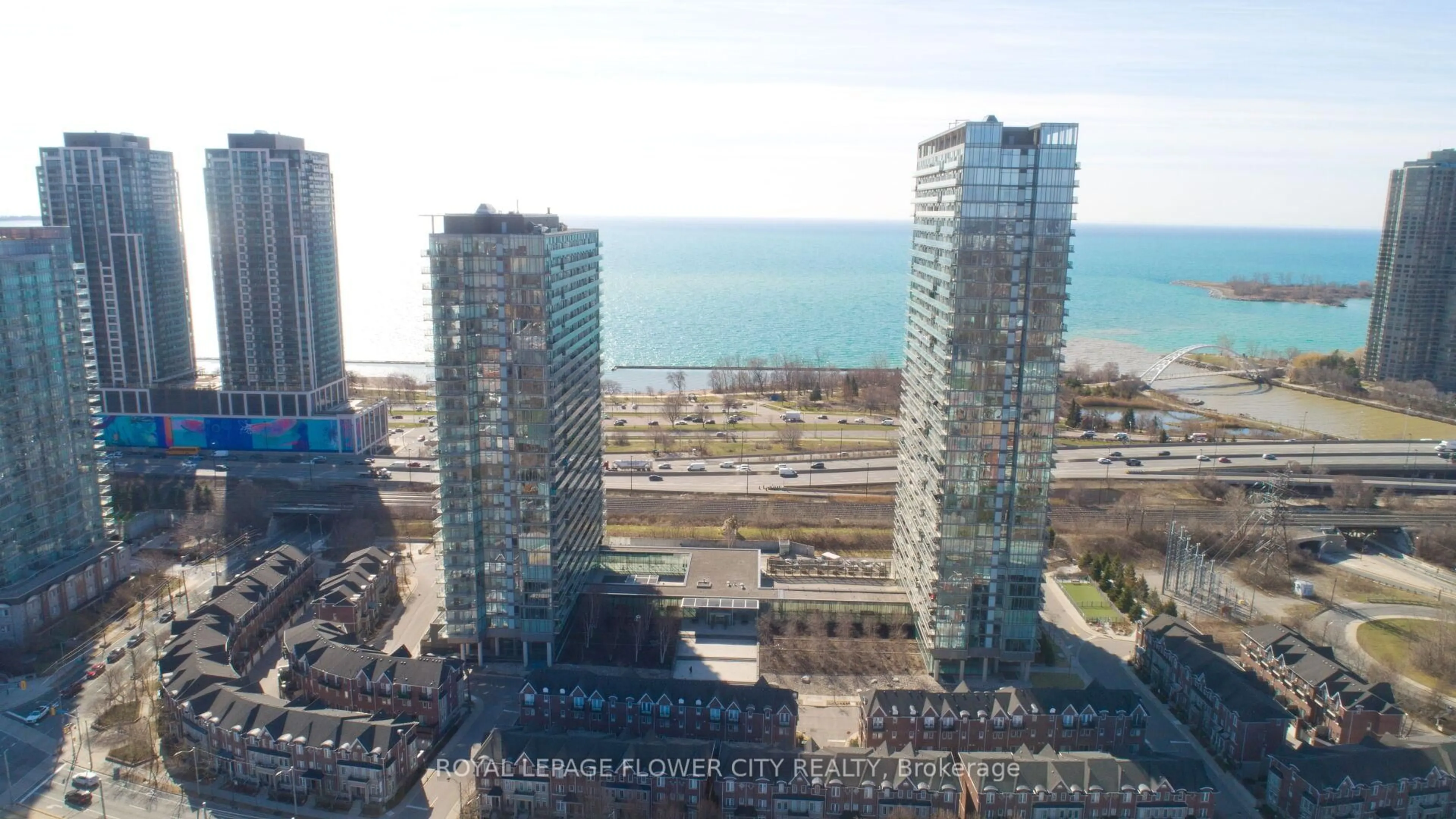 A pic from outside/outdoor area/front of a property/back of a property/a pic from drone, city buildings view from balcony for 105 The Queensway Ave #415, Toronto Ontario M6S 5B5