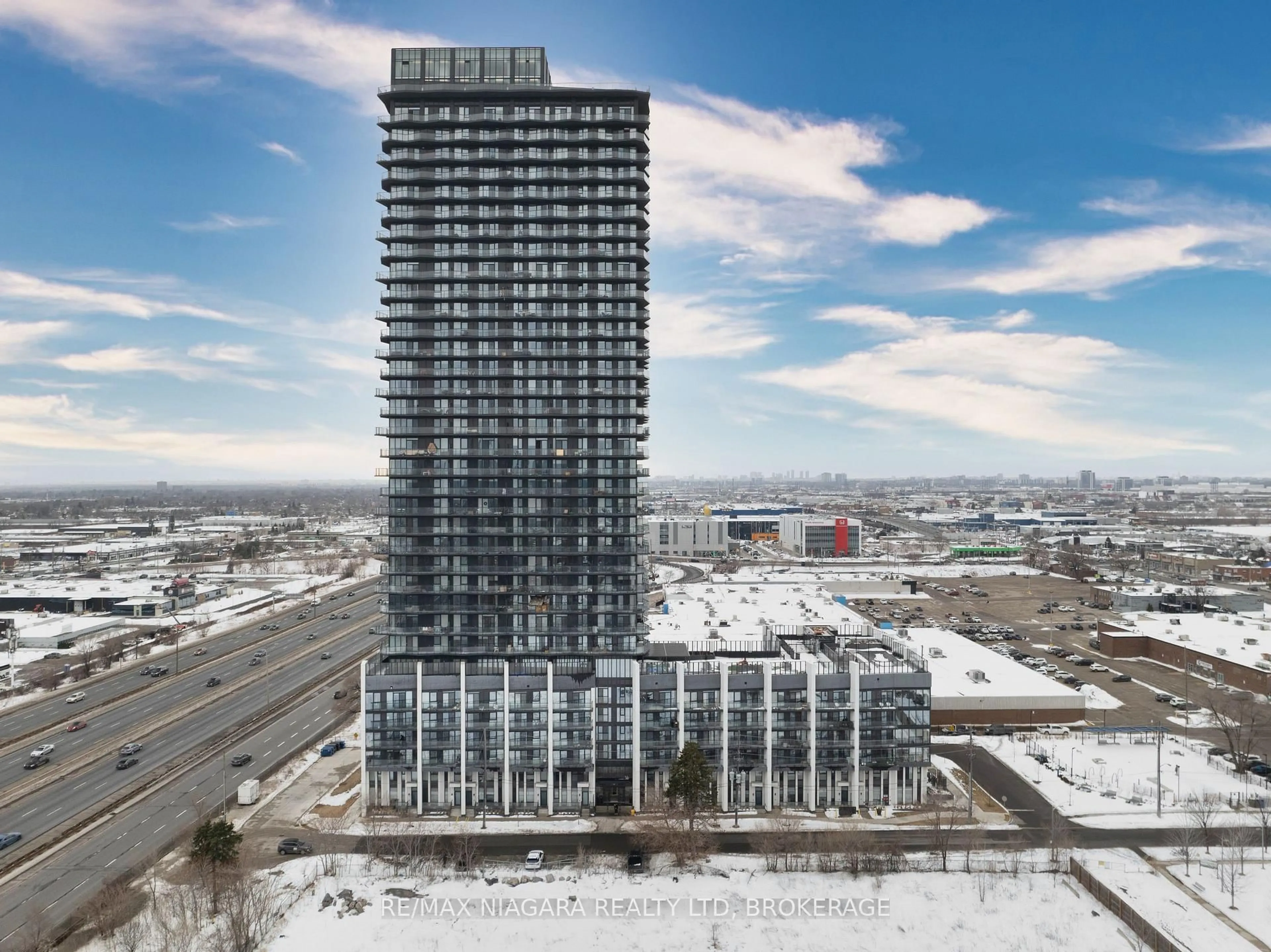 A pic from outside/outdoor area/front of a property/back of a property/a pic from drone, city buildings view from balcony for 36 ZORRA St #2611, Toronto Ontario M8Z 0G5