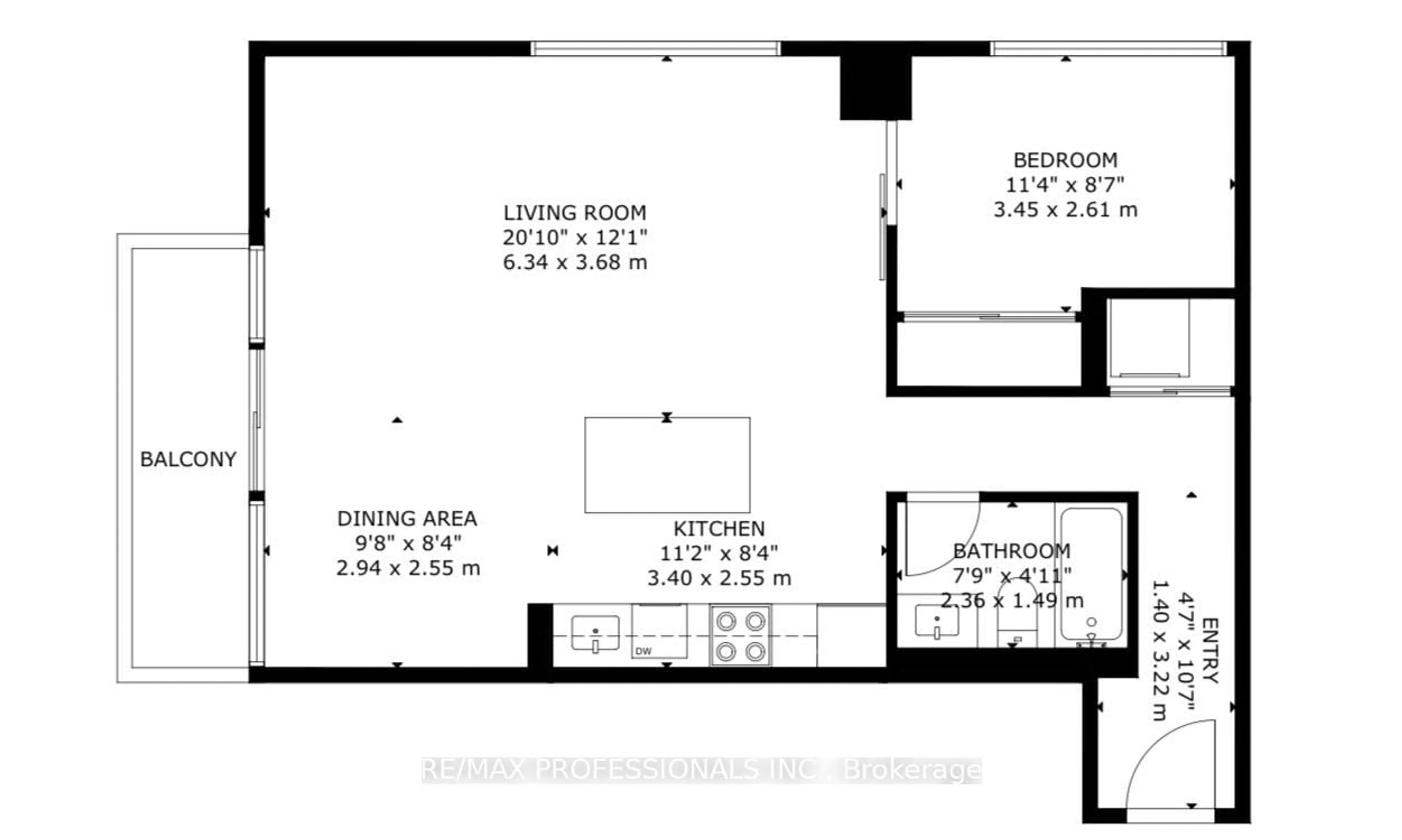 Floor plan for 11 Superior Ave #811, Toronto Ontario M8V 0A7