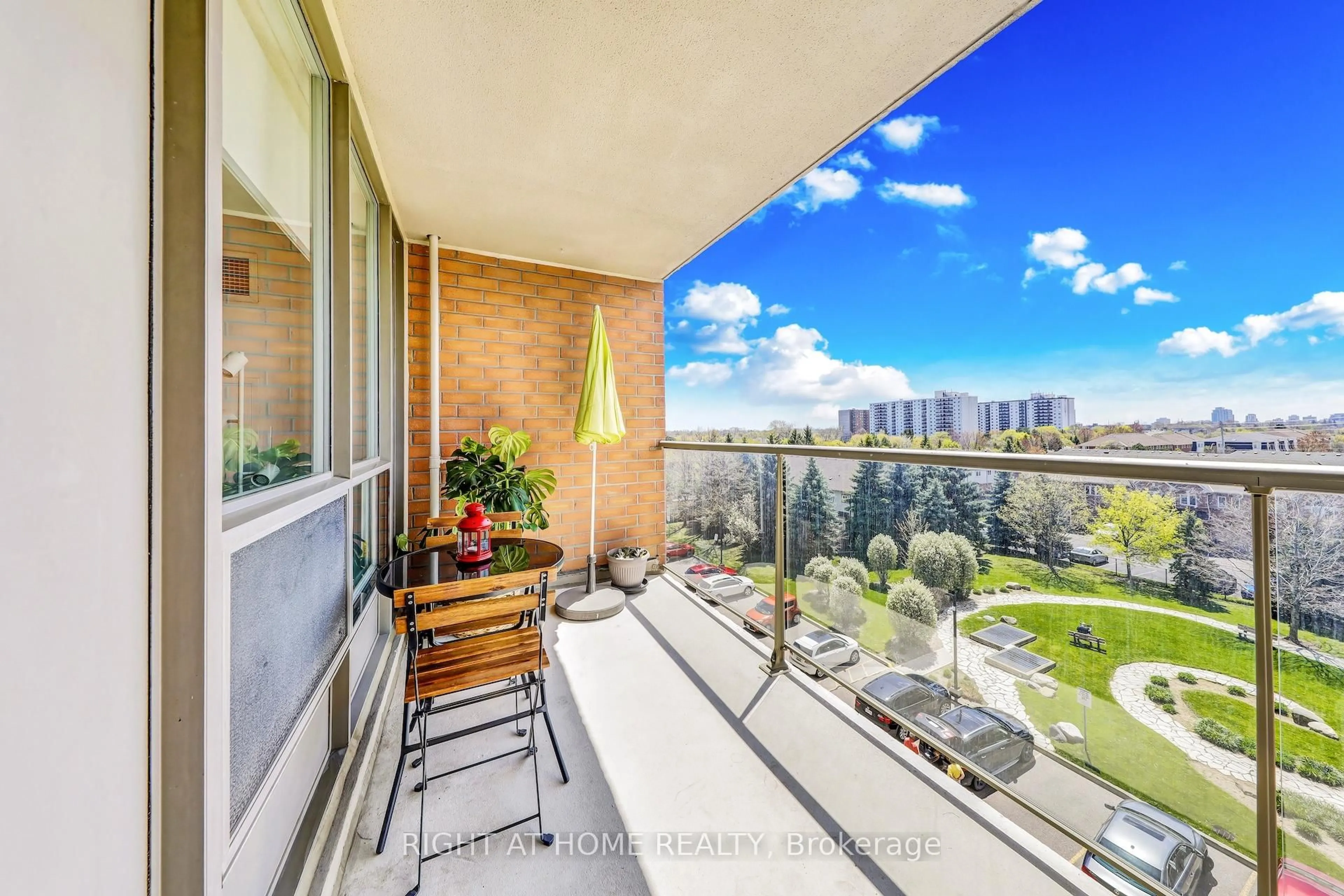Balcony in the apartment, city buildings view from balcony for 1140 Parkwest Pl #502, Mississauga Ontario L5E 3K9