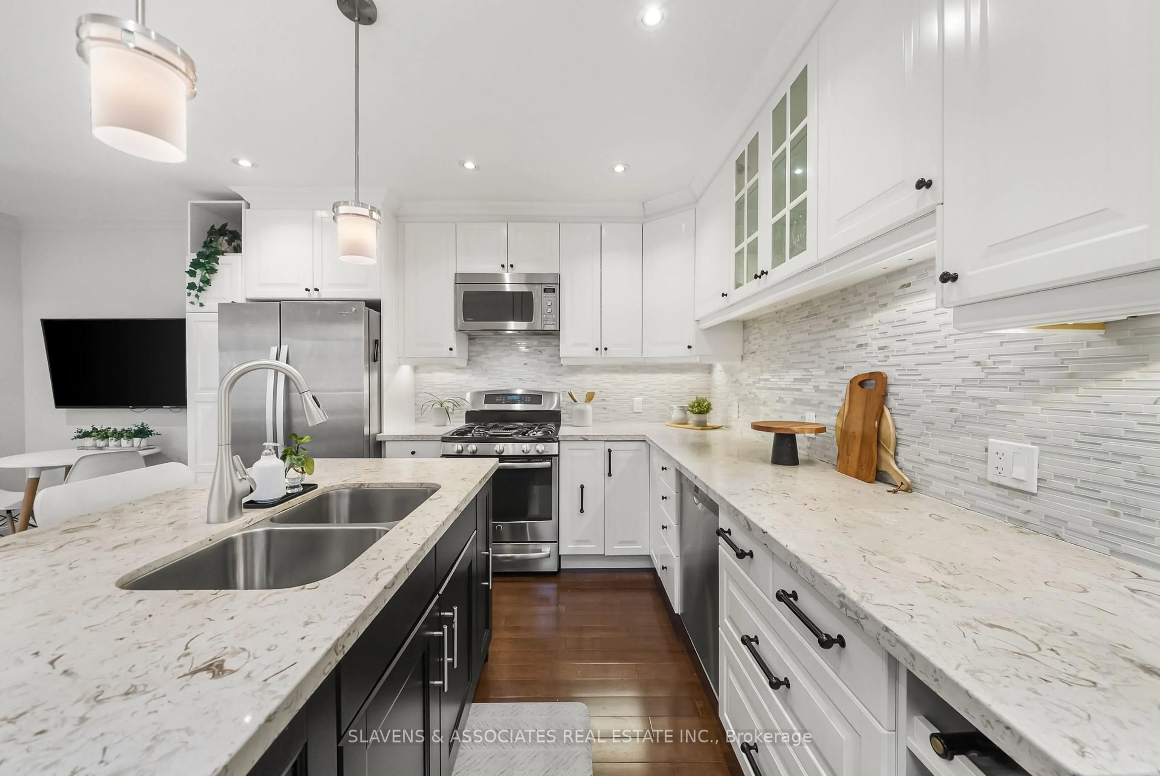 Contemporary kitchen, ceramic/tile floor for 131 Boon Ave, Toronto Ontario M6E 3Z6