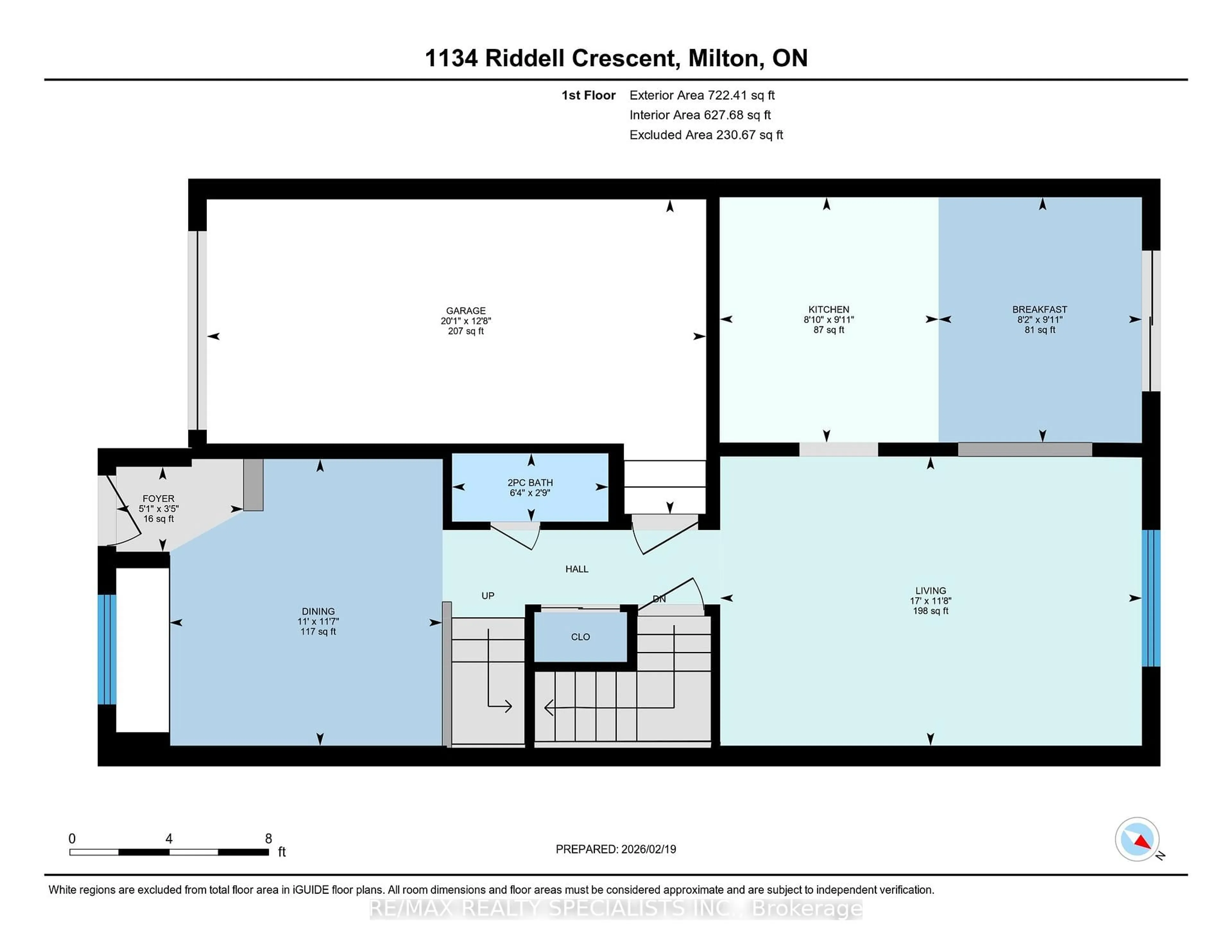 Floor plan for 1134 Riddell Cres, Milton Ontario L9T 6Y2