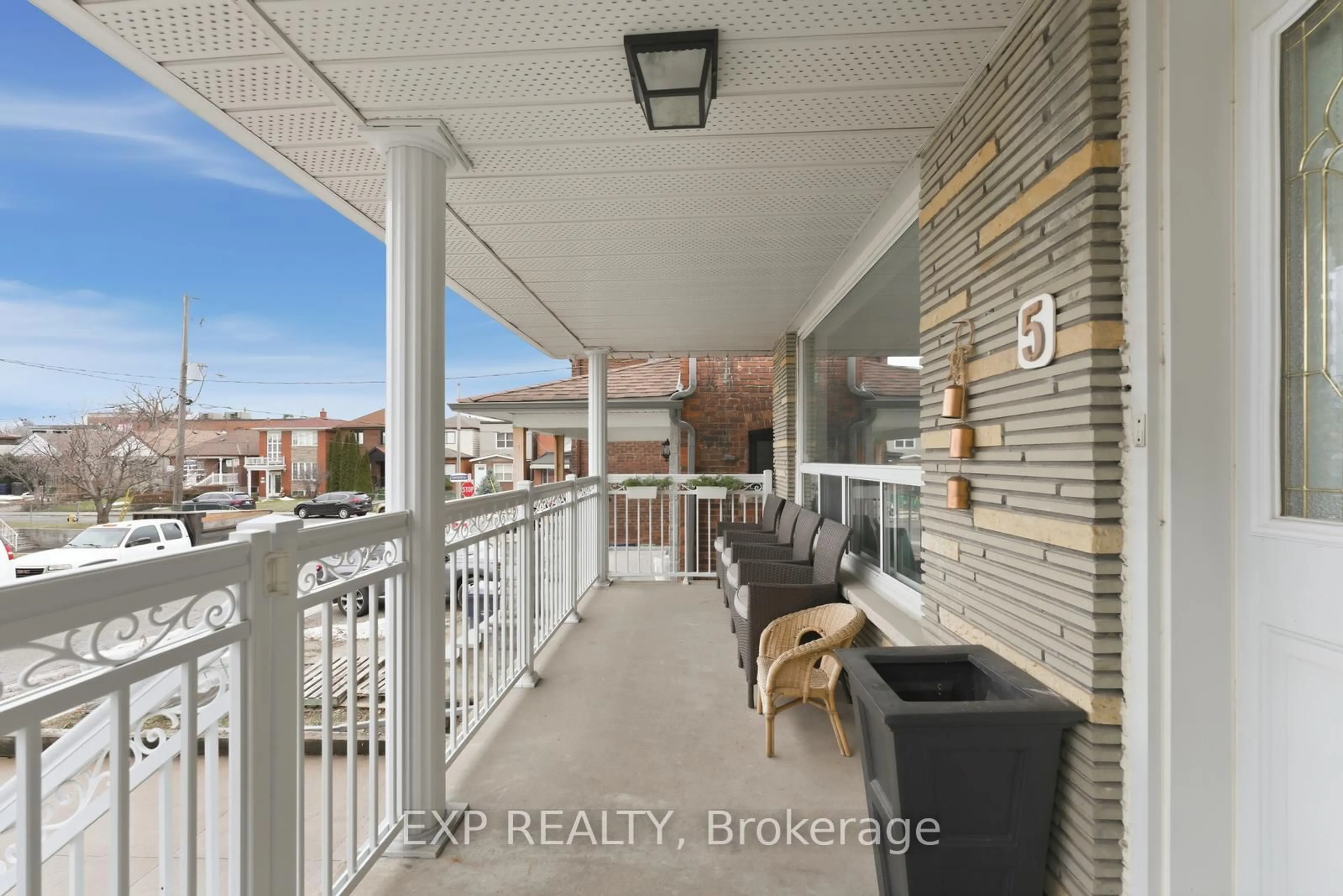 Balcony in the apartment, city buildings view from balcony for 5 Hatherley Rd, Toronto Ontario M6E 1V8