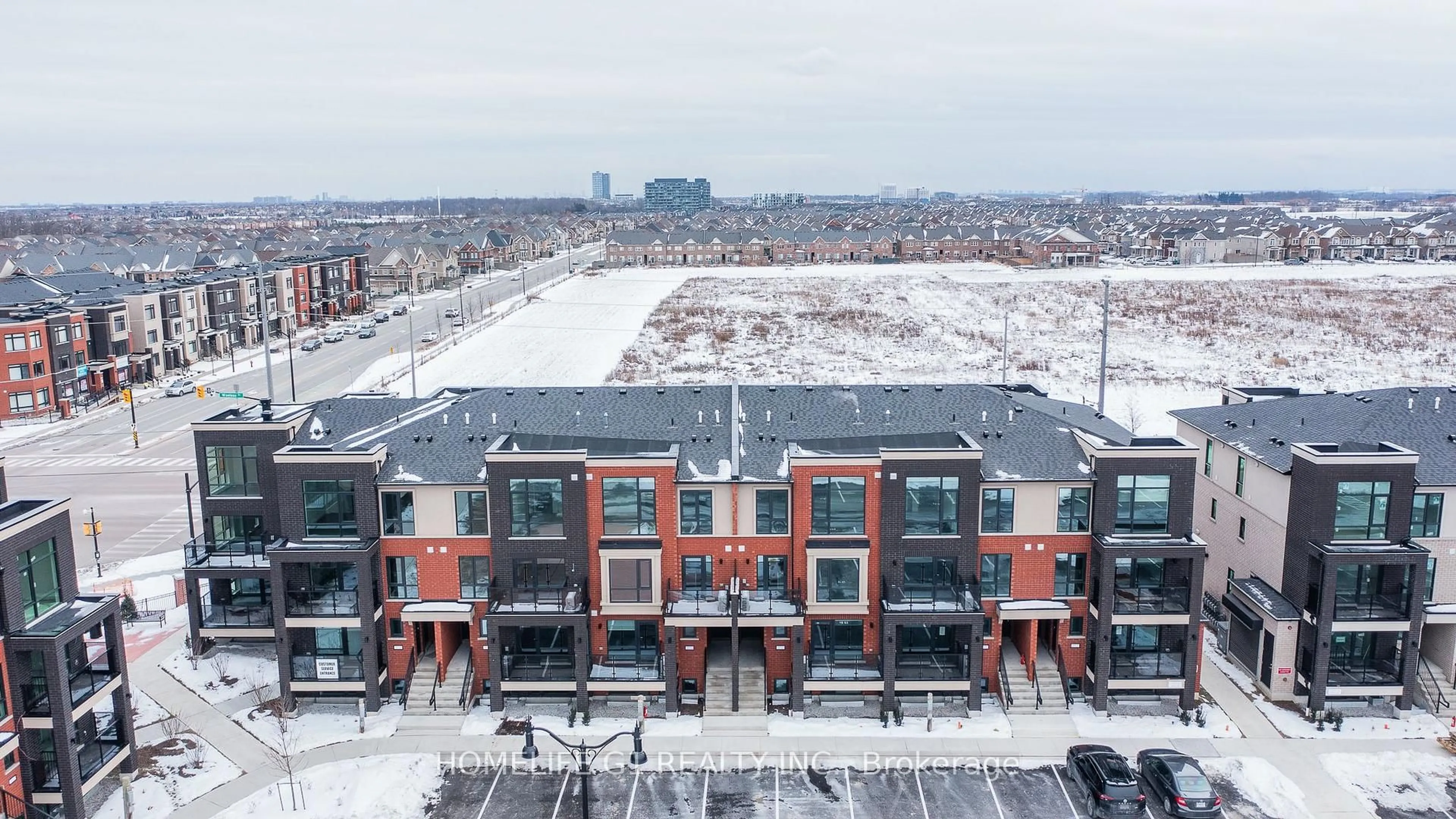 A pic from outside/outdoor area/front of a property/back of a property/a pic from drone, city buildings view from balcony for 25 Romilly Ave #16, Brampton Ontario L7A 0A7