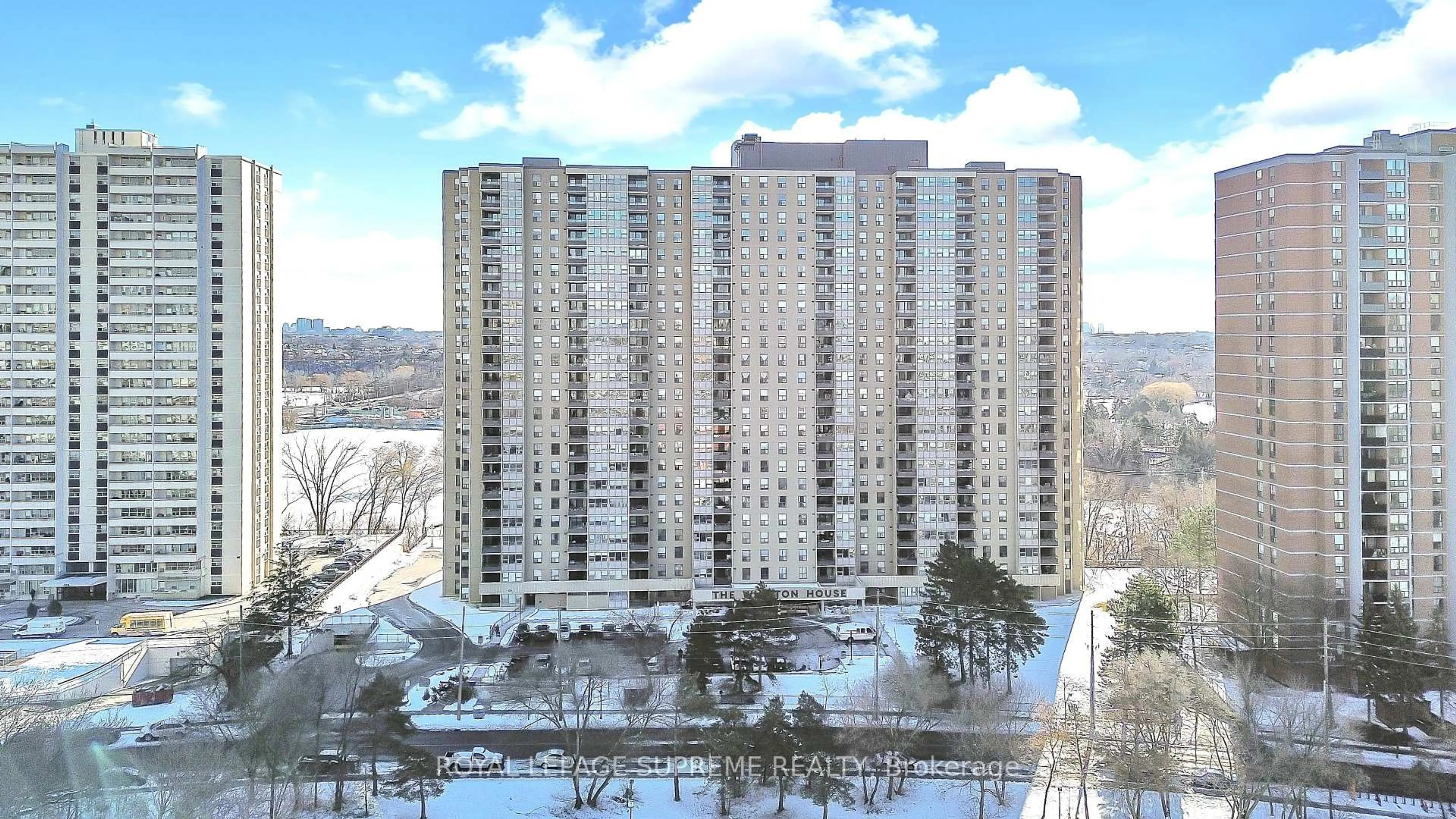 A pic from outside/outdoor area/front of a property/back of a property/a pic from drone, city buildings view from balcony for 75 Emmett Ave #602, Toronto Ontario M6M 5A7