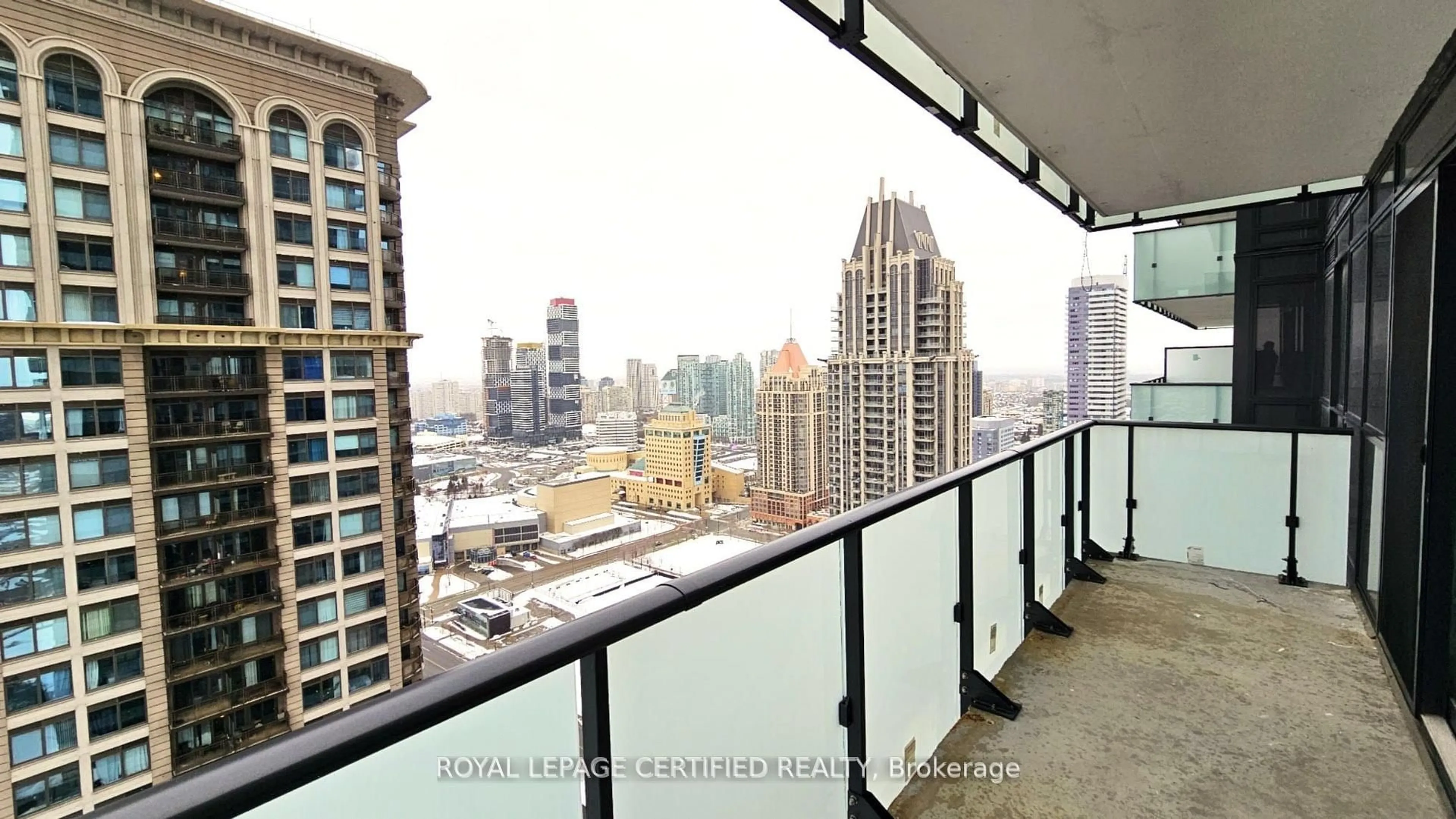 Balcony in the apartment, city buildings view from balcony for 430 Square One Dr #3011, Mississauga Ontario L5B 0L6