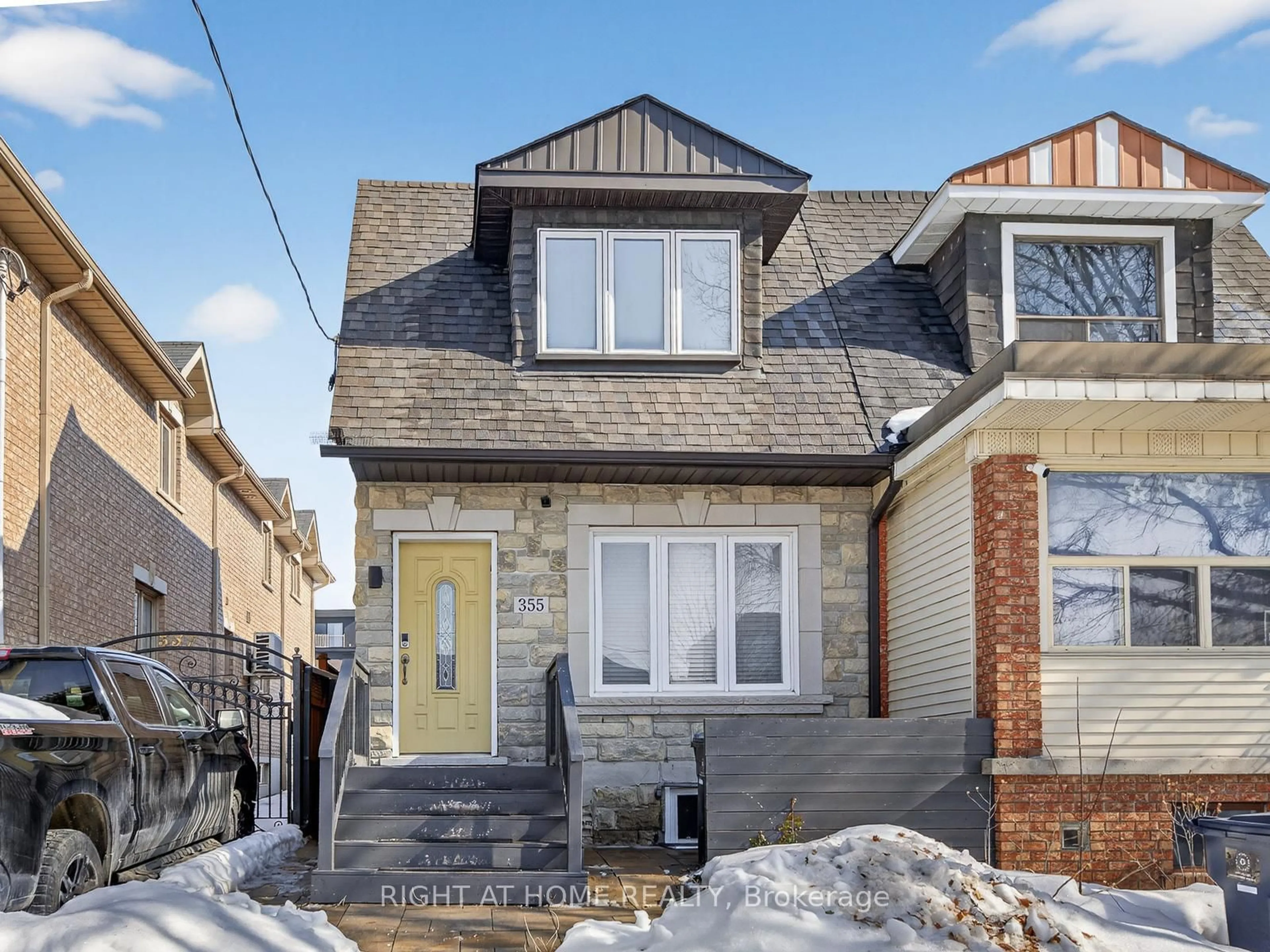 Home with brick exterior material, street for 355 Caledonia Rd, Toronto Ontario M6E 4T7