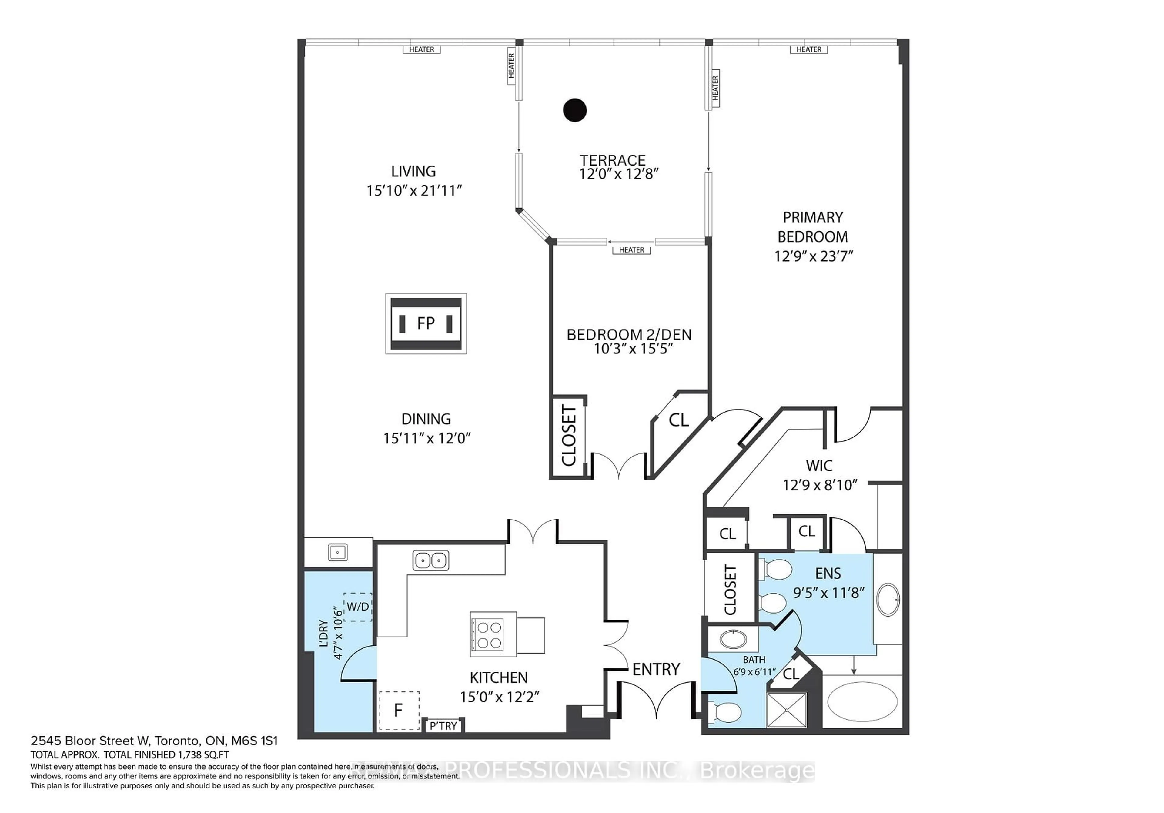 Floor plan for 2545 Bloor St #404, Toronto Ontario M6S 1S1