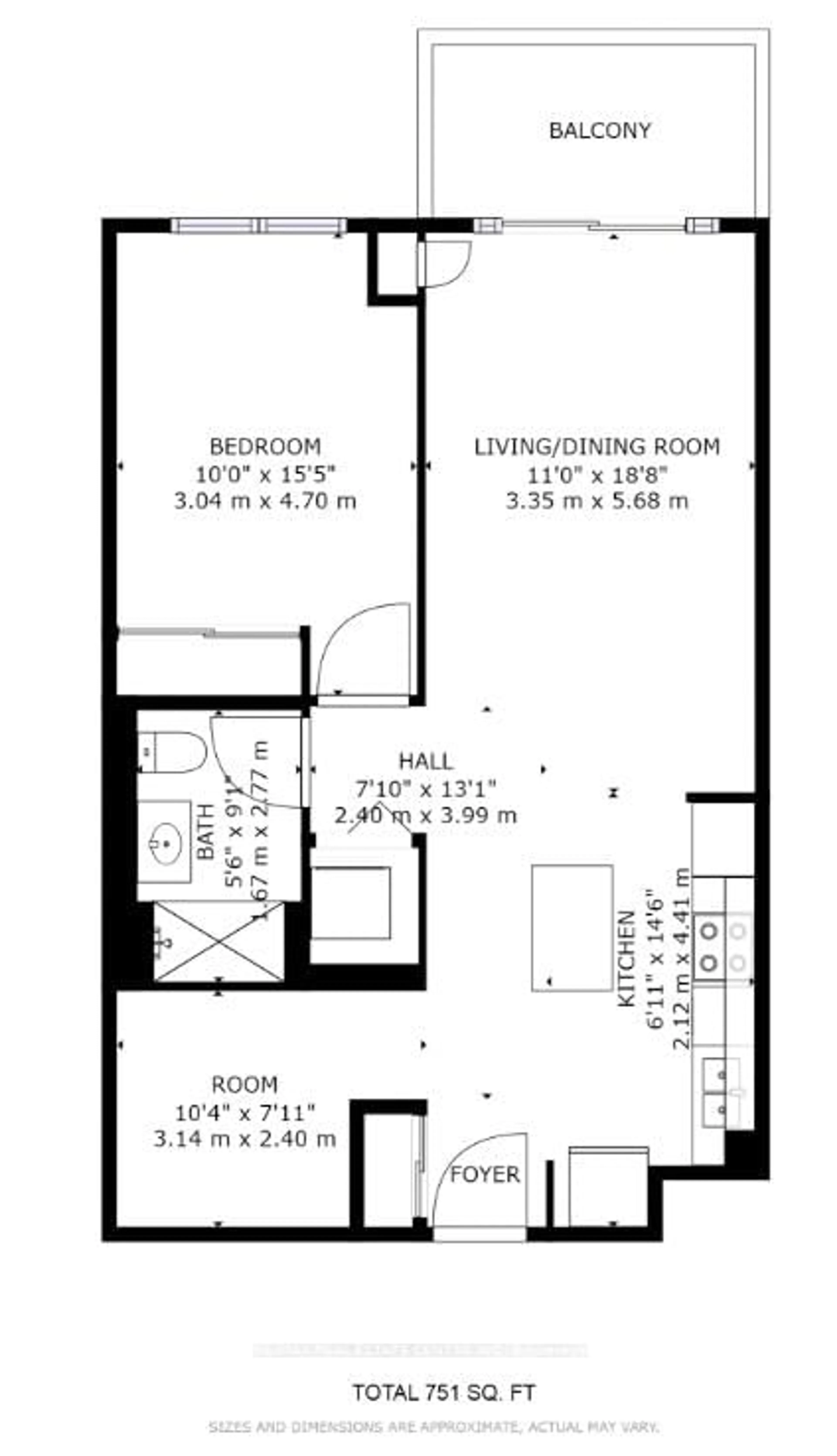 Floor plan for 810 Scollard Crt #309, Mississauga Ontario L5V 0A4