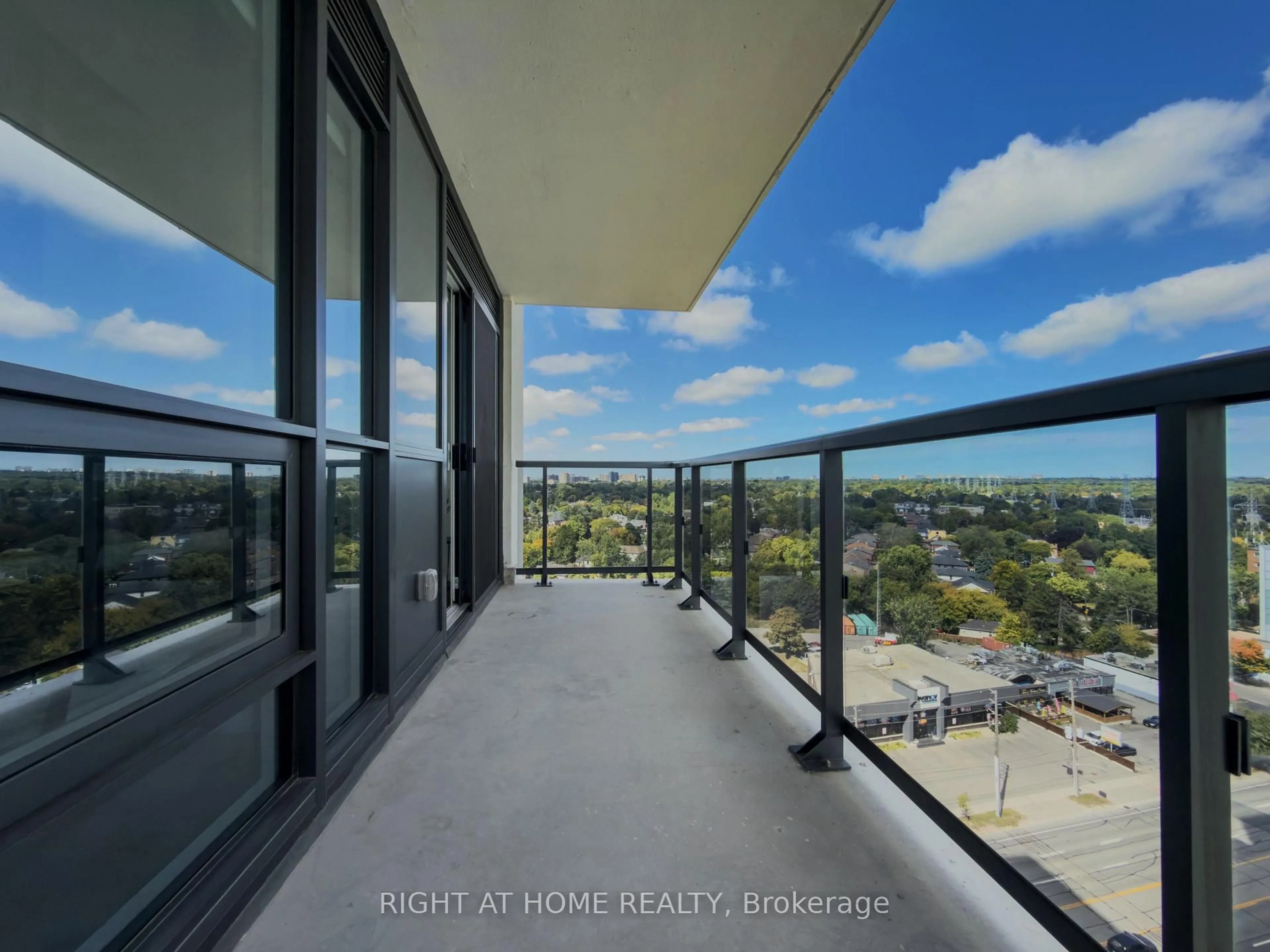 Balcony in the apartment, city buildings view from balcony for 30 Samuel Wood Way #1404, Toronto Ontario M9B 0C9