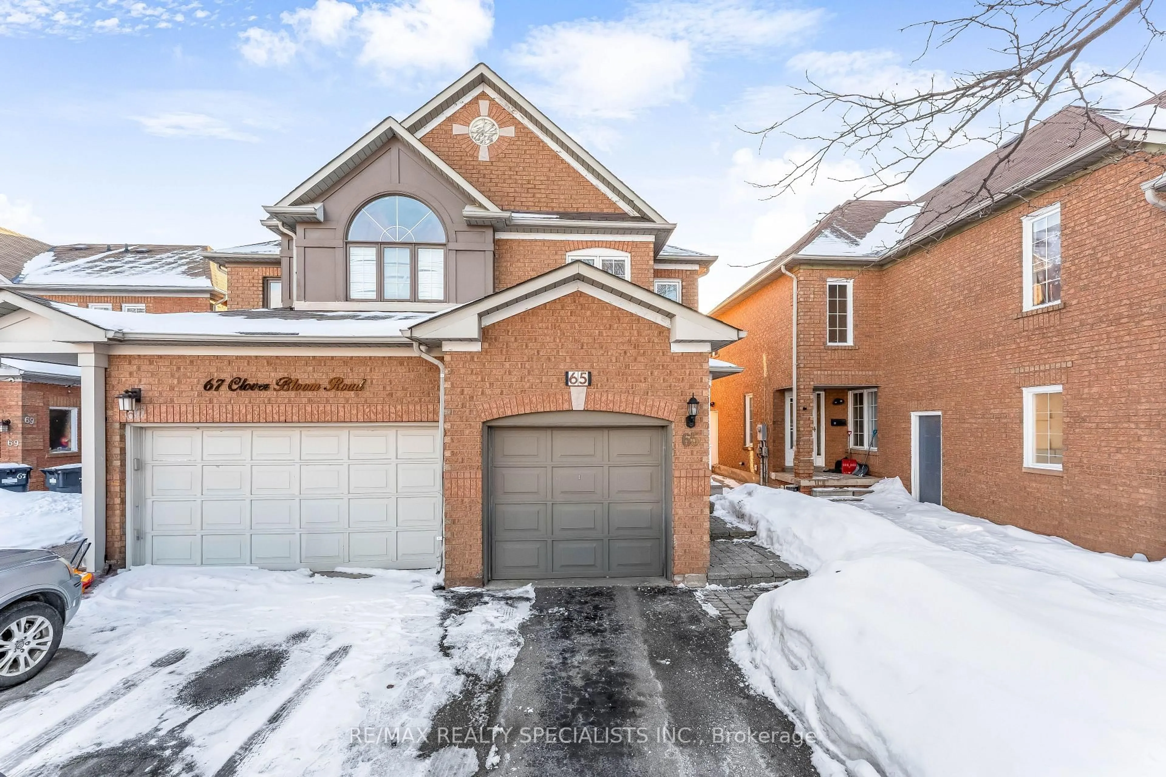 Home with brick exterior material, street for 65 Clover Bloom Rd, Brampton Ontario L6R 1S4