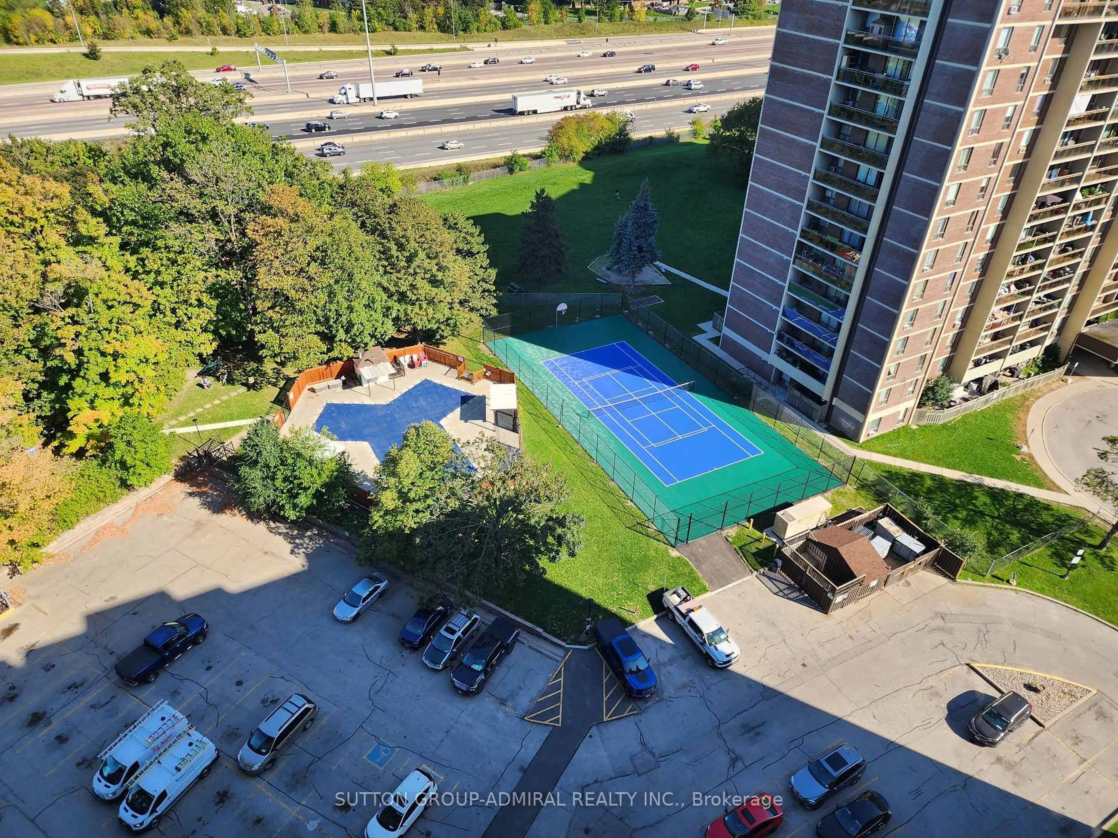 A pic from outside/outdoor area/front of a property/back of a property/a pic from drone, city buildings view from balcony for 551 The West Mall #304, Toronto Ontario M9C 1G7