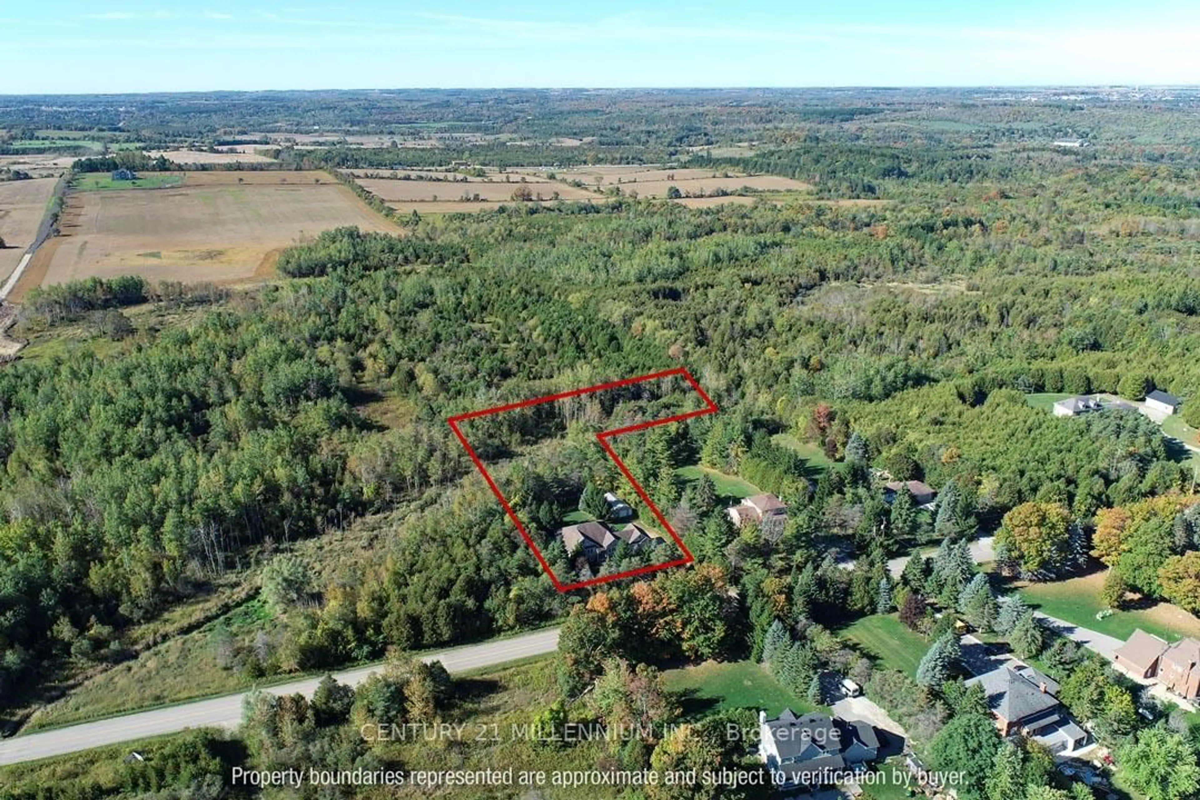 A pic from outside/outdoor area/front of a property/back of a property/a pic from drone, forest/trees view for 19976 Kennedy Rd, Caledon Ontario L7K 1Y3