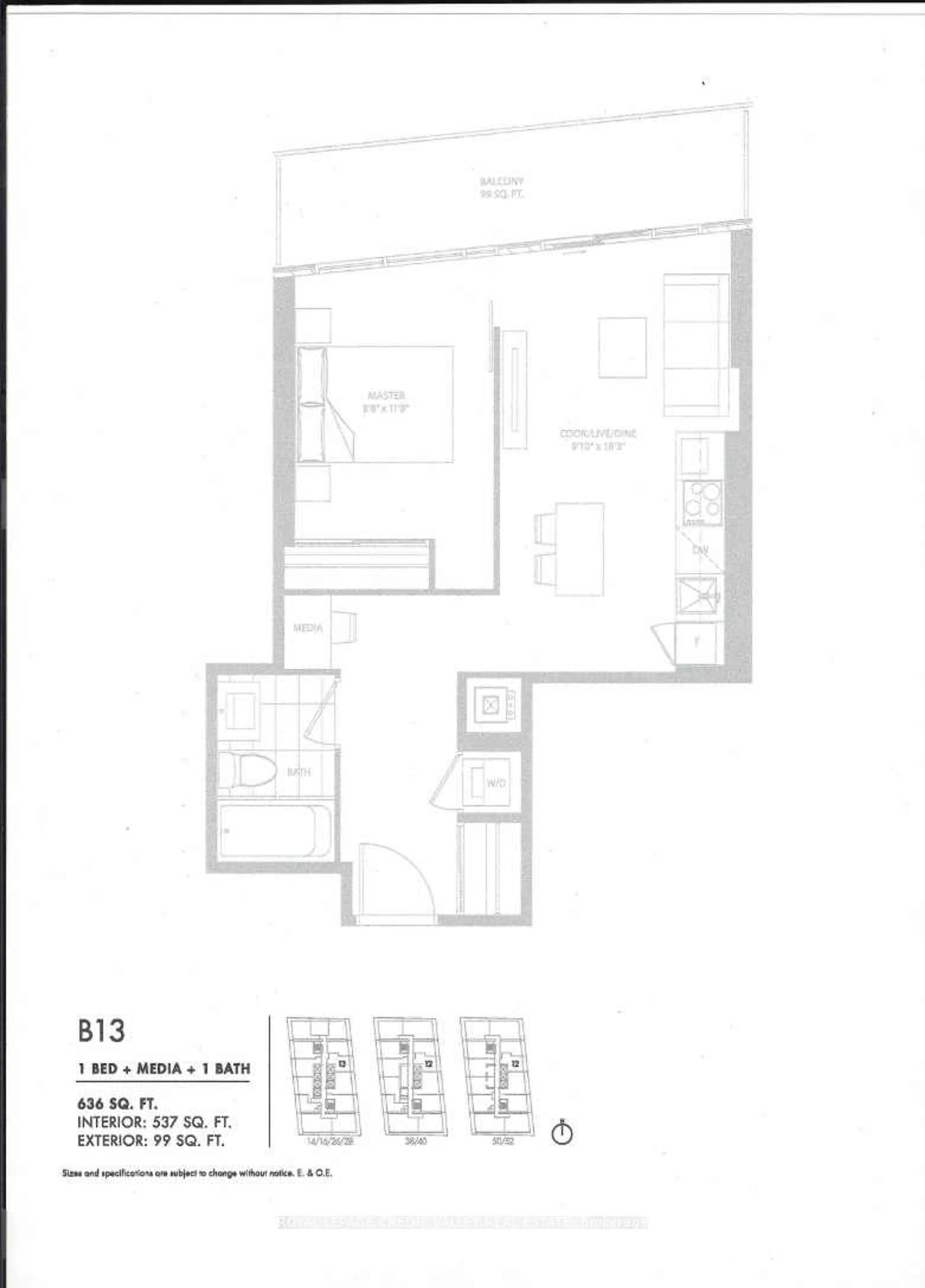 Floor plan for 3900 Confederation Pkwy #1413, Mississauga Ontario L5B 0M3