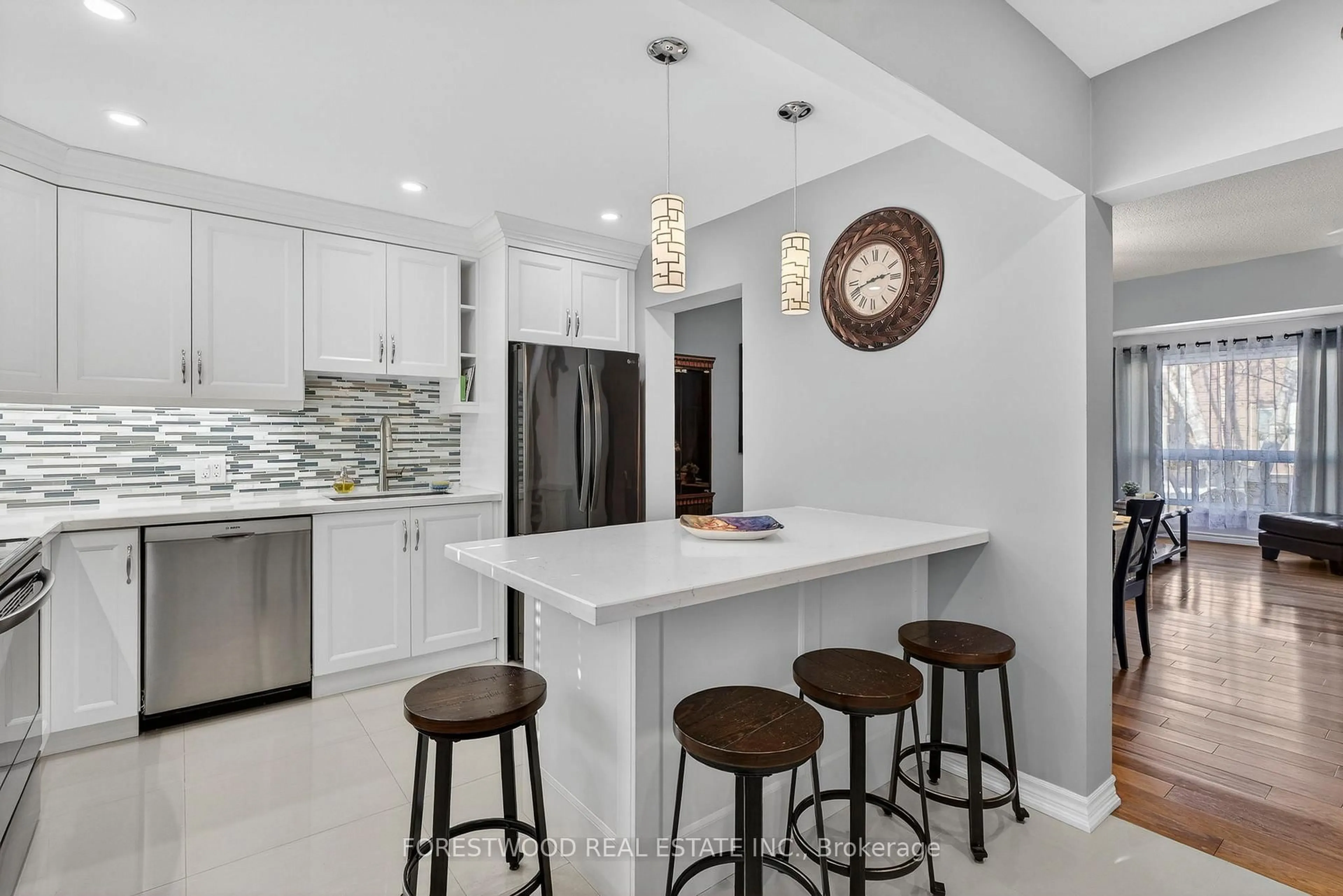 Contemporary kitchen, ceramic/tile floor for 3665 Flamewood Dr #50, Mississauga Ontario L4Y 3P5