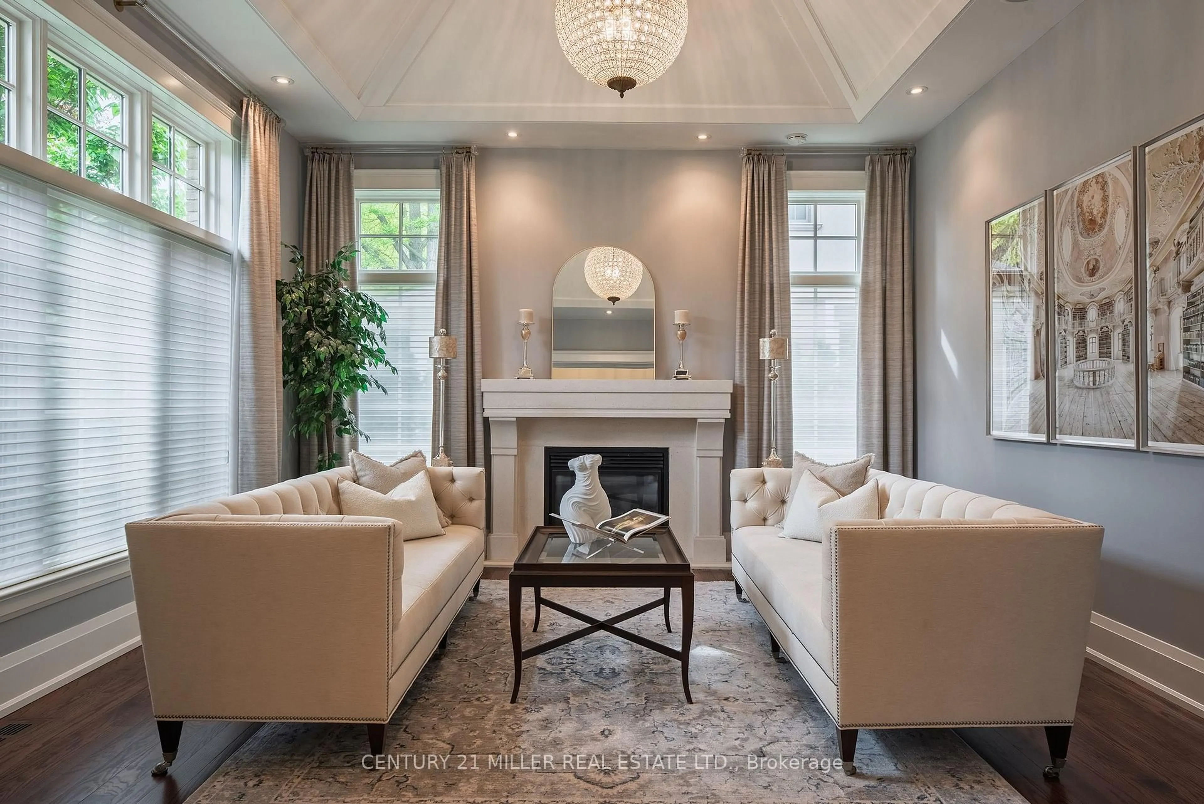 Living room with furniture, ceramic/tile floor for 209 Donessle Dr, Oakville Ontario L6J 3Y7