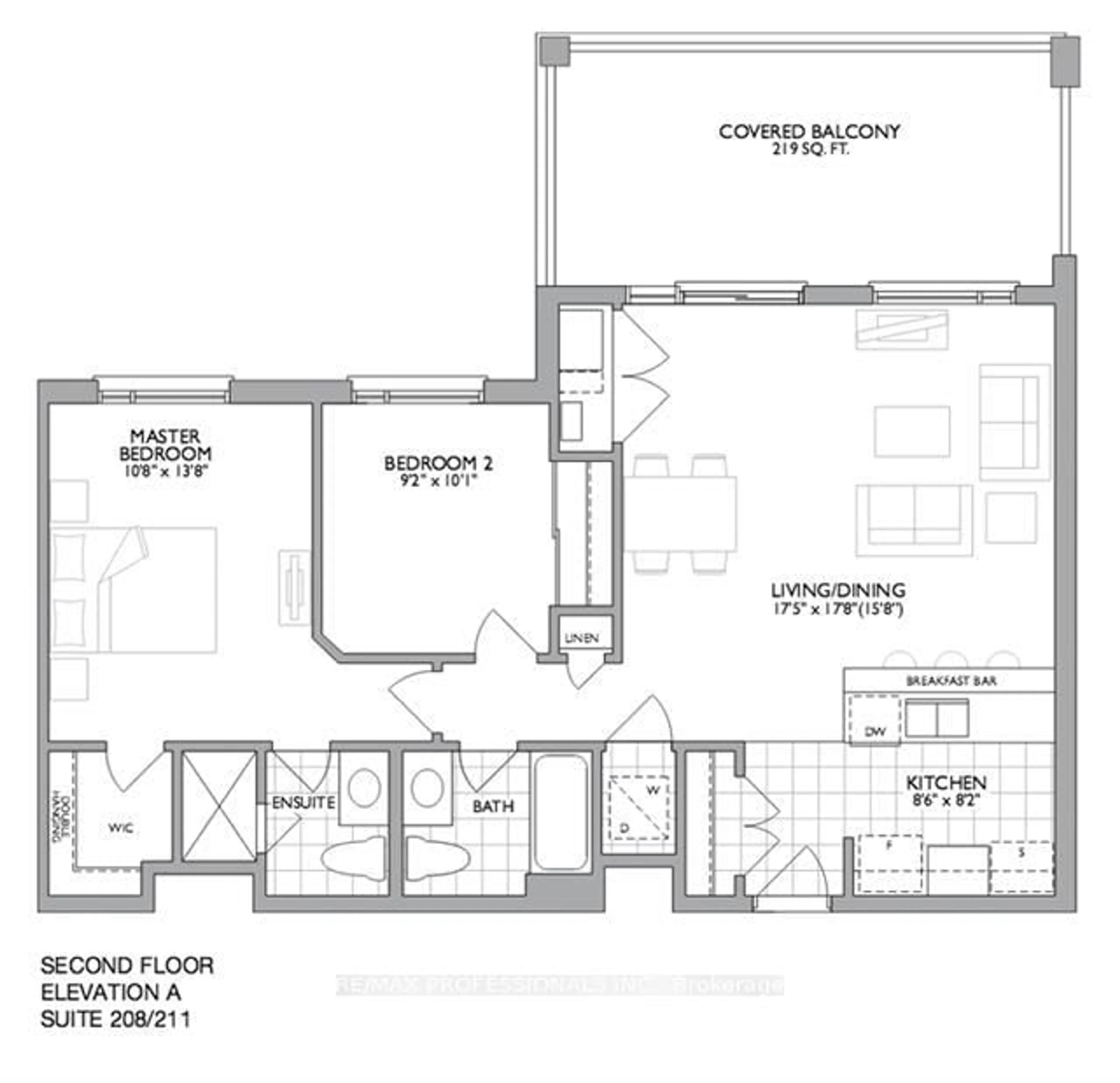 Floor plan for 2393 Bronte Rd #208, Oakville Ontario L6M 1P5