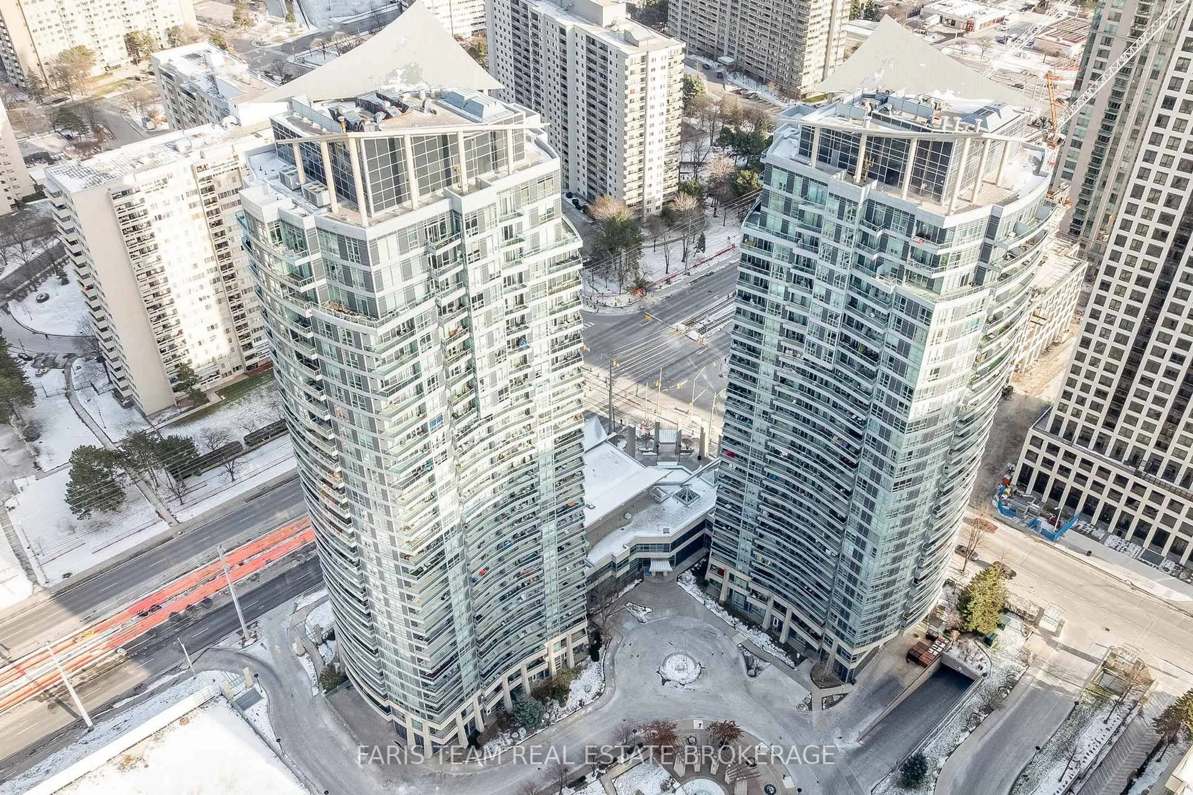 A pic from outside/outdoor area/front of a property/back of a property/a pic from drone, city buildings view from balcony for 1 Elm Drive #308, Mississauga Ontario L5B 4M1