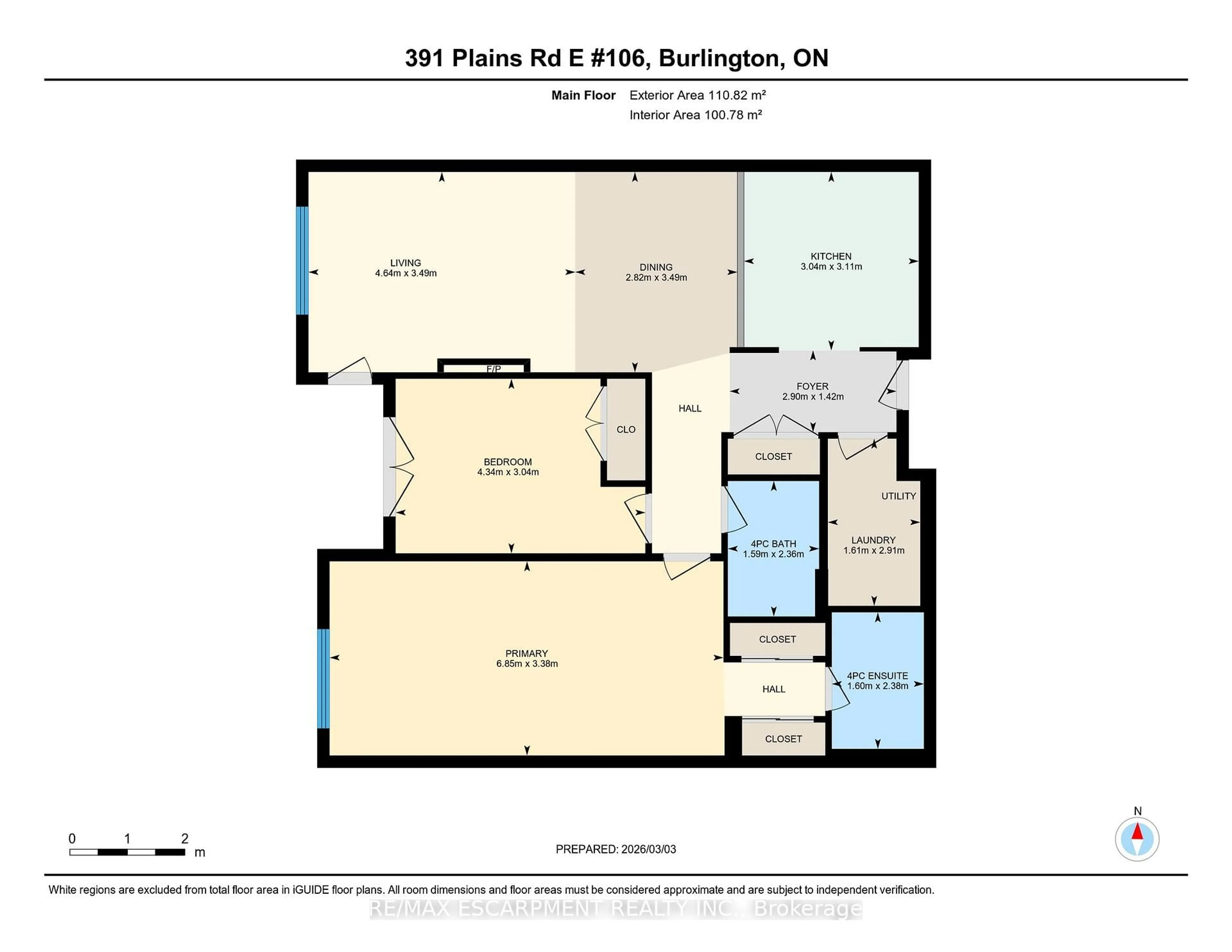 Floor plan for 391 Plains Rd #106, Burlington Ontario L7T 4M2