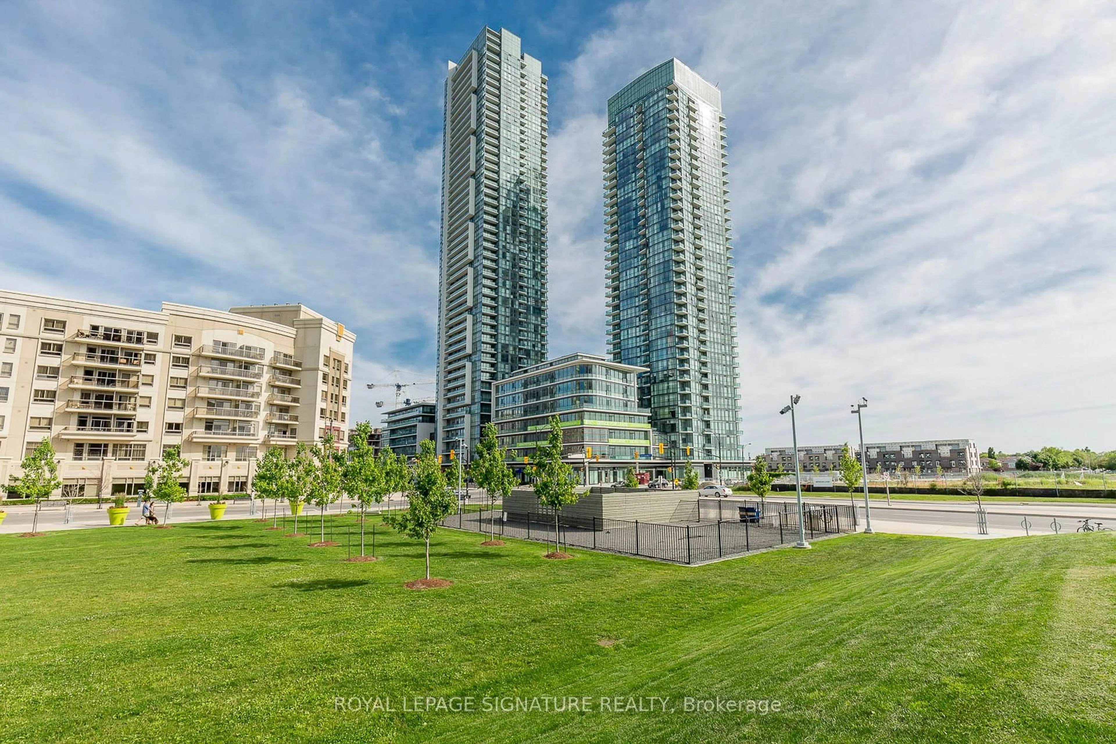 A pic from outside/outdoor area/front of a property/back of a property/a pic from drone, city buildings view from balcony for 4070 Confederation Pkwy #311, Mississauga Ontario L5B 0E9