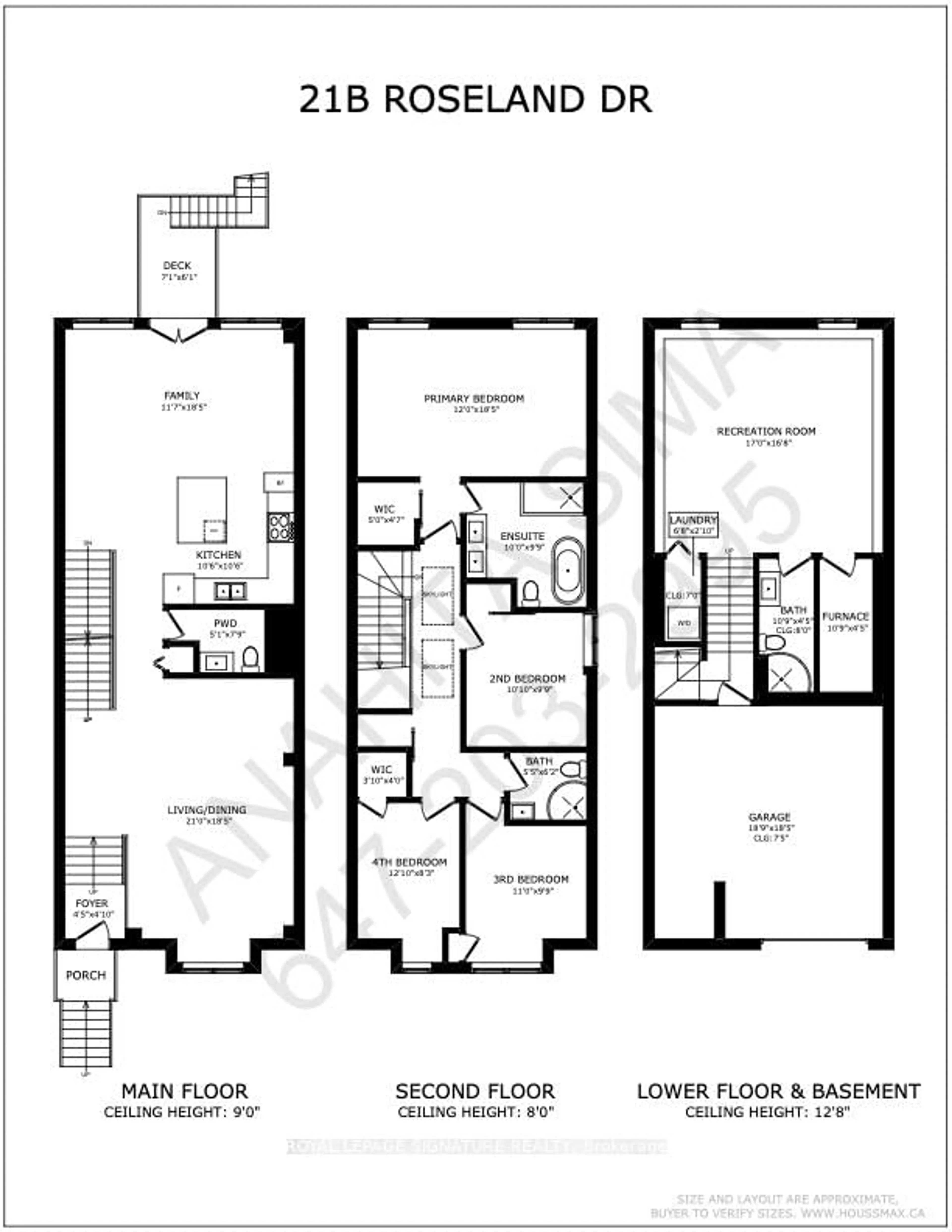 Floor plan for 21B Roseland Dr, Toronto Ontario M8W 1Y3