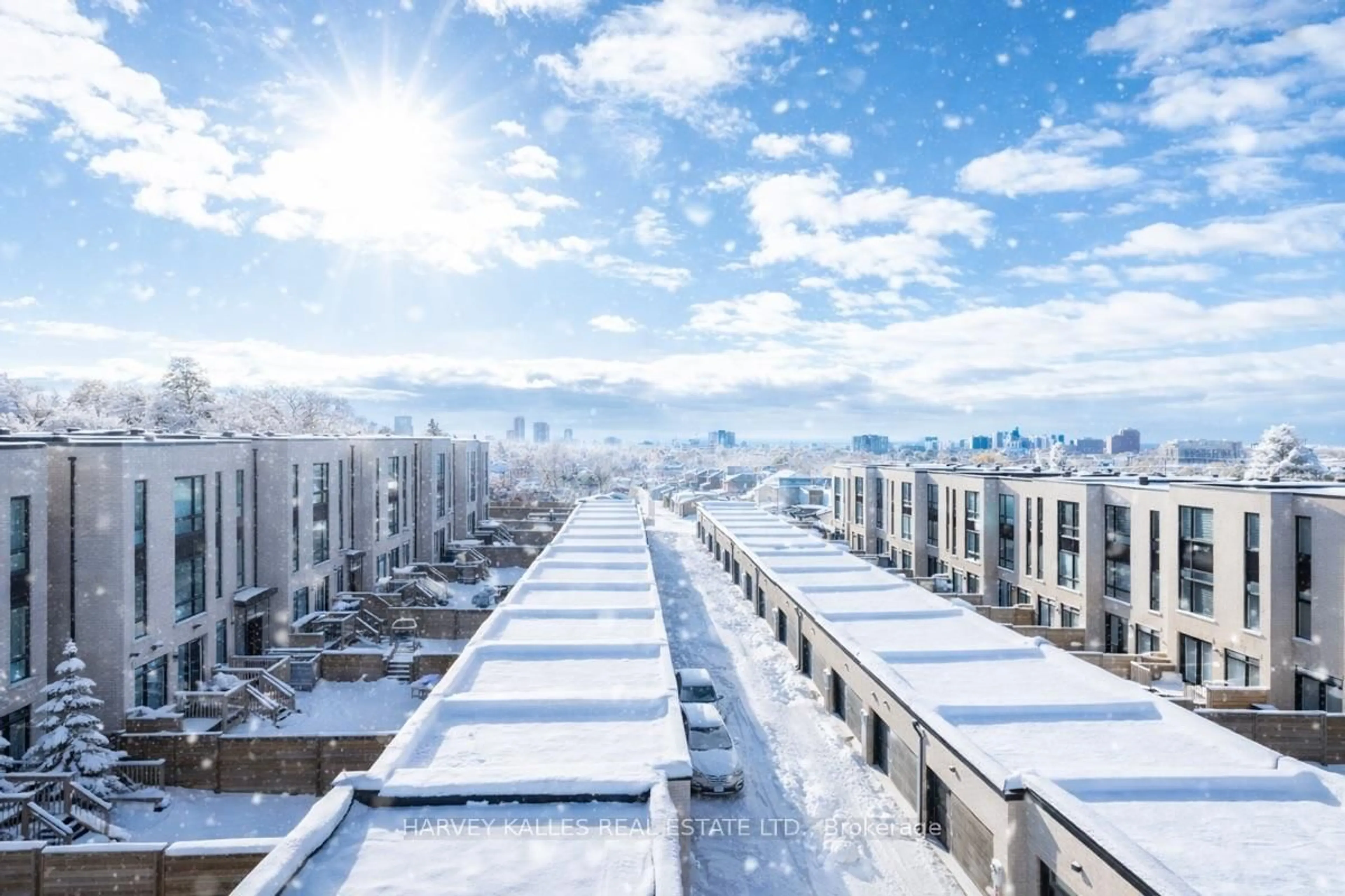 Patio, city buildings view from balcony for 17 Innes Ave, Toronto Ontario M6E 0B2