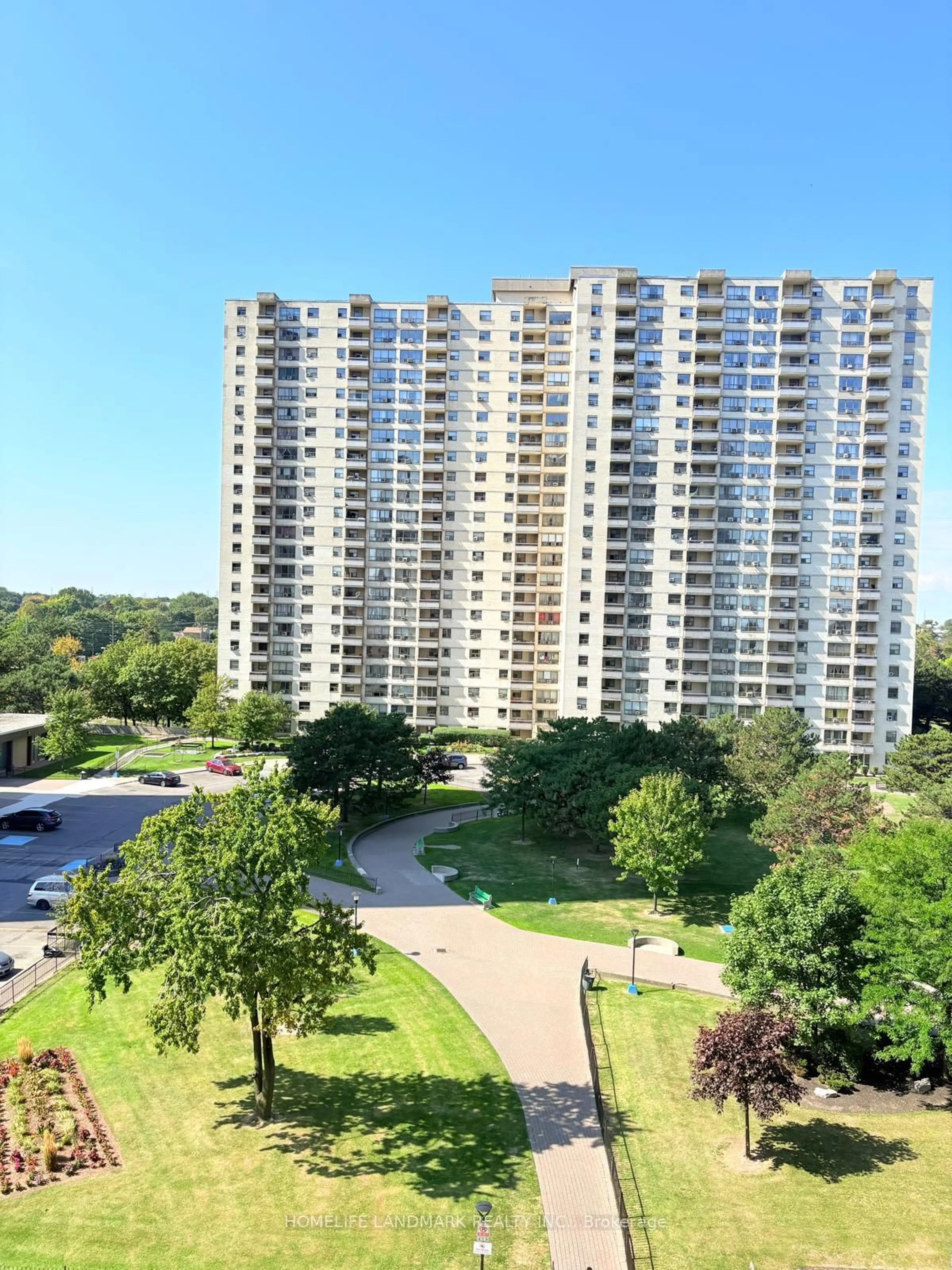 A pic from outside/outdoor area/front of a property/back of a property/a pic from drone, city buildings view from balcony for 370 Dixon Rd #716, Toronto Ontario M9R 1T2
