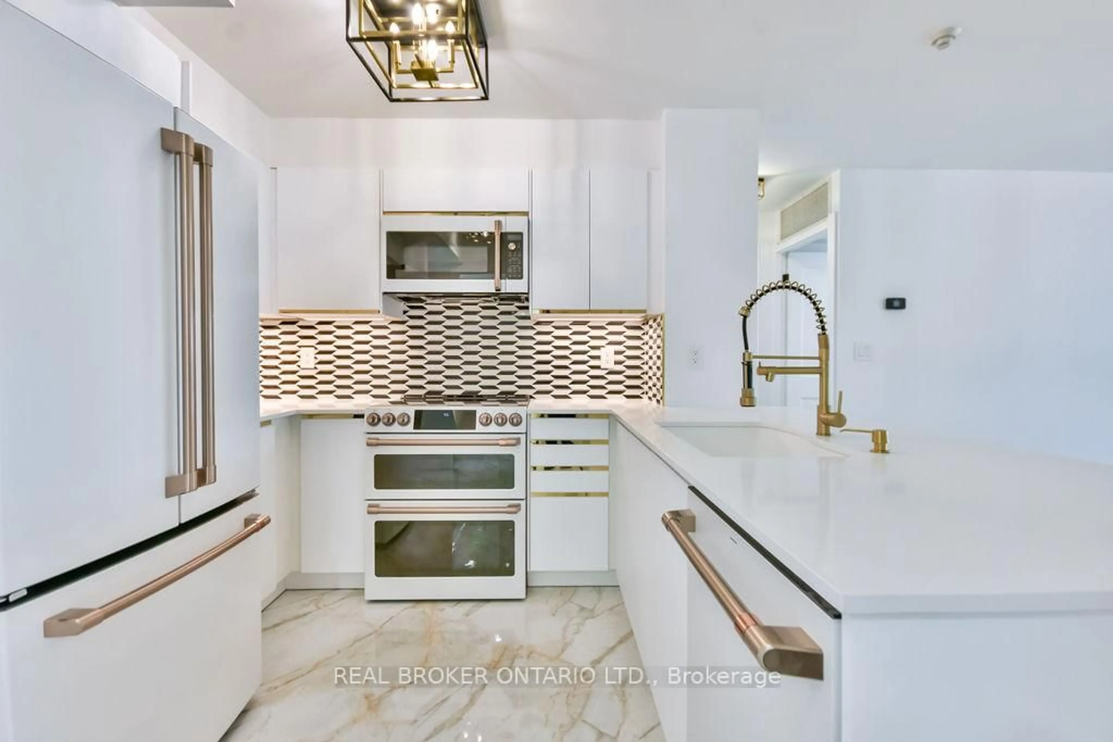 Contemporary kitchen, ceramic/tile floor for 190 Manitoba St #710, Toronto Ontario M8Y 3Y8