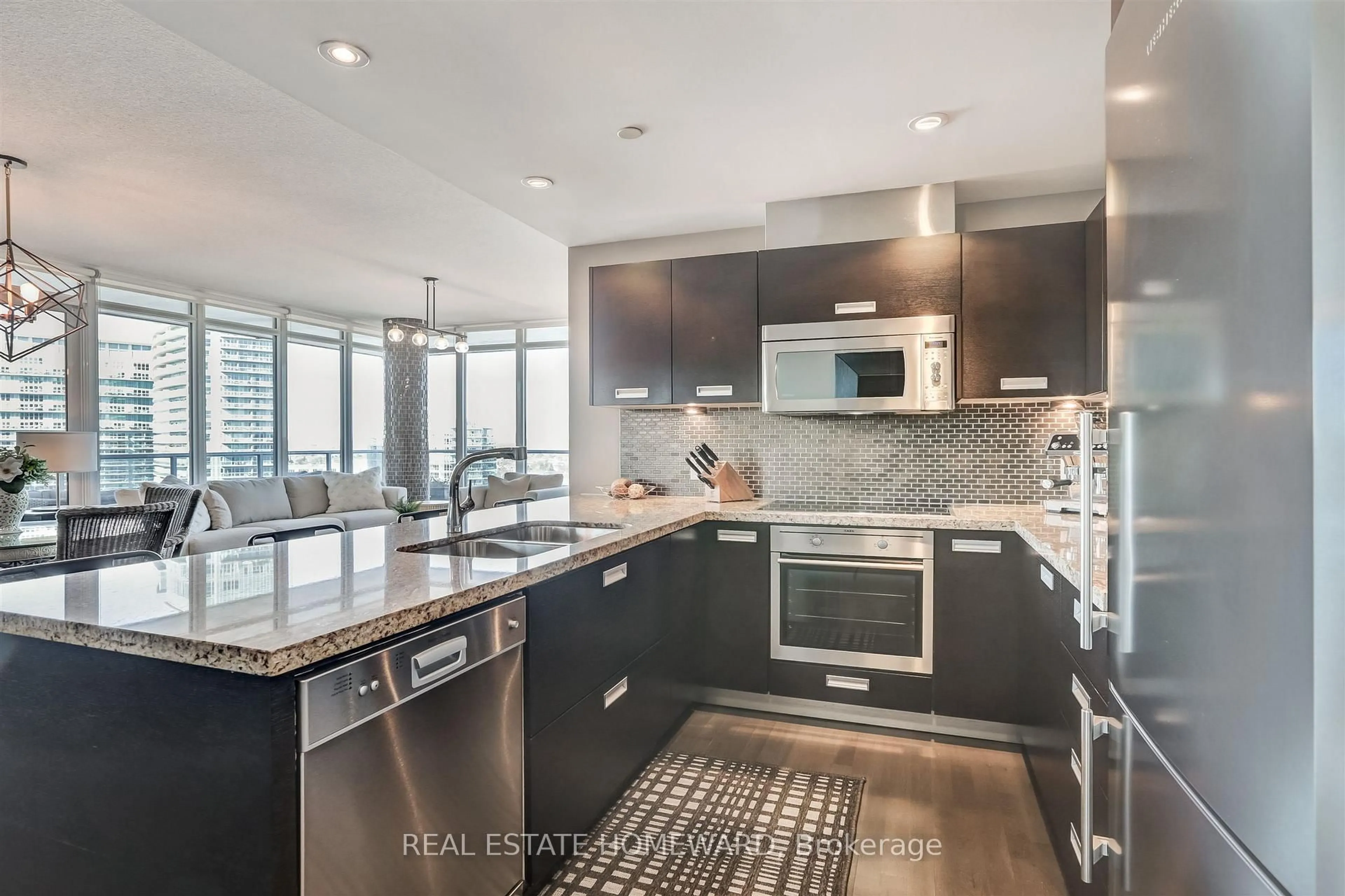 Contemporary kitchen, ceramic/tile floor for 90 Park Lawn Rd #2316, Toronto Ontario M8Y 0B6