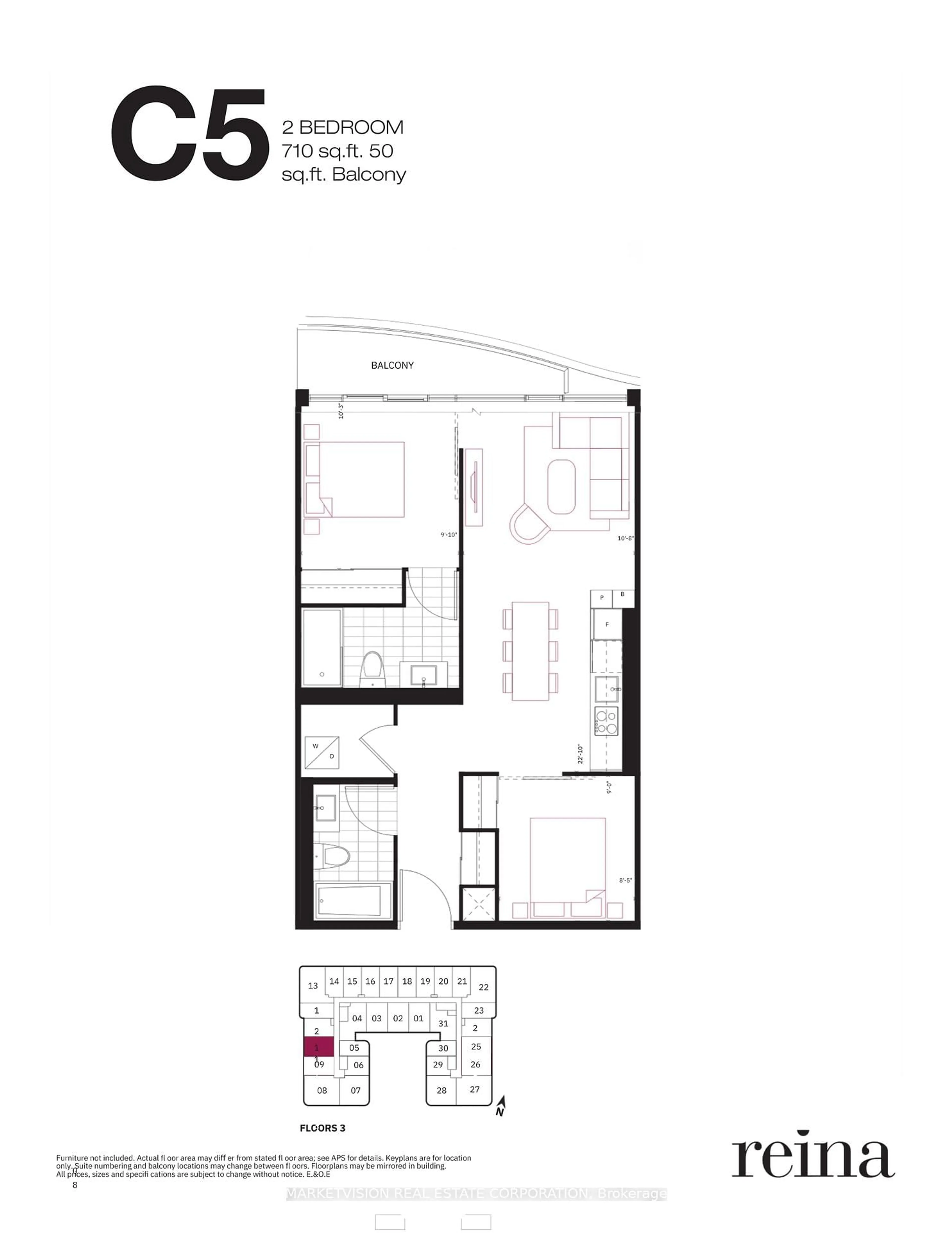 Floor plan for 689 The Queensway #310, Toronto Ontario M8Y 1L1