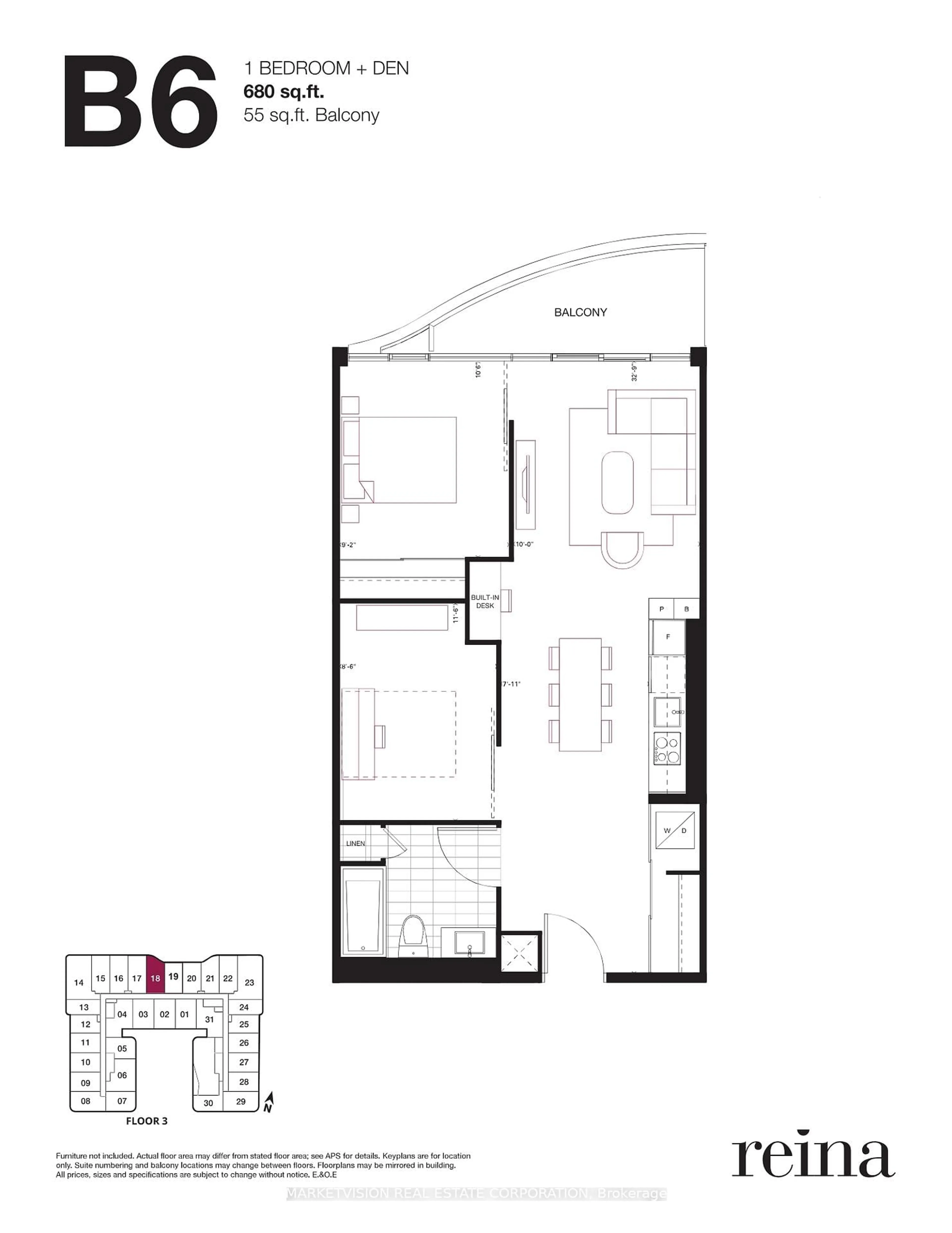Floor plan for 689 The Queensway #318, Toronto Ontario M8Y 1L1