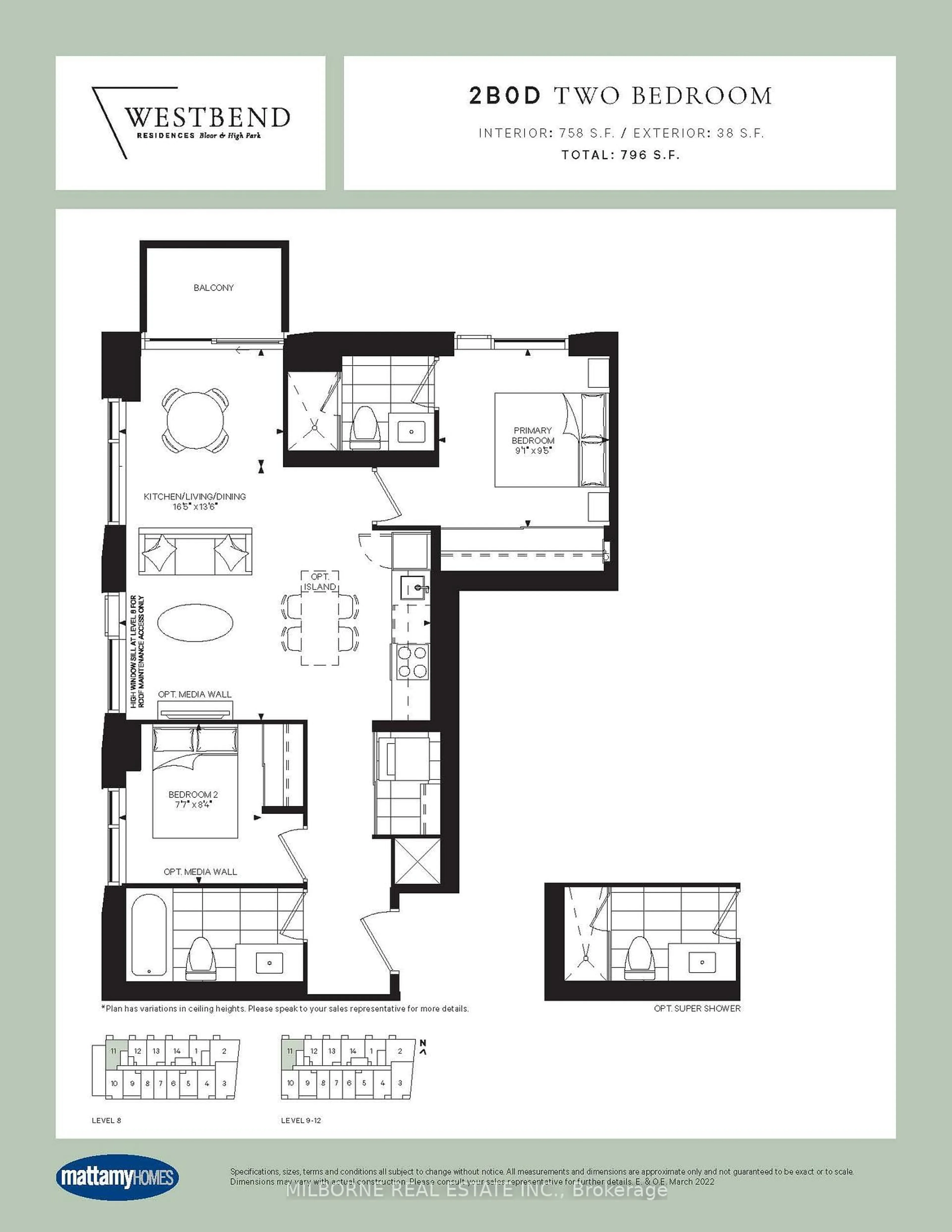 Floor plan for 1660 Bloor St #811, Toronto Ontario M6P 1A8