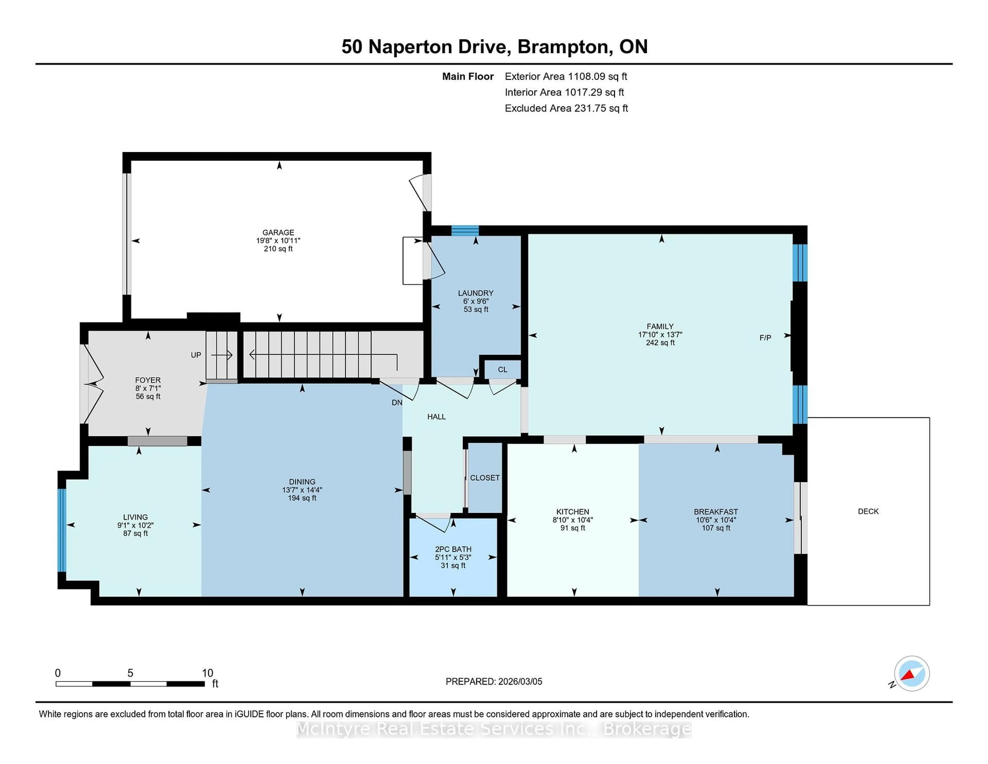 Floor plan for 50 Naperton Dr, Brampton Ontario L6R 0Z7