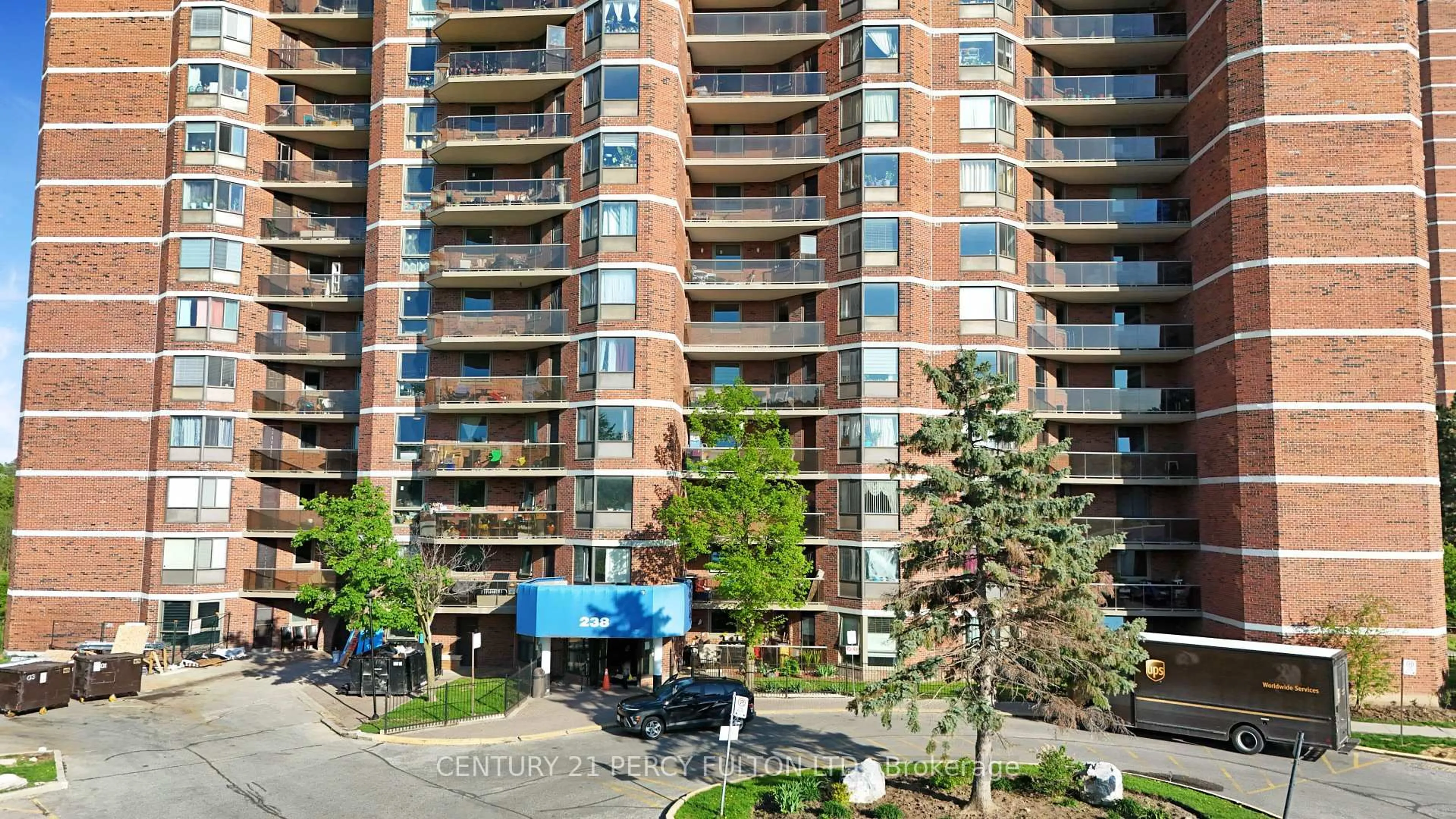 Patio, city buildings view from balcony for 238 Albion Rd #310, Toronto Ontario M9W 6A7