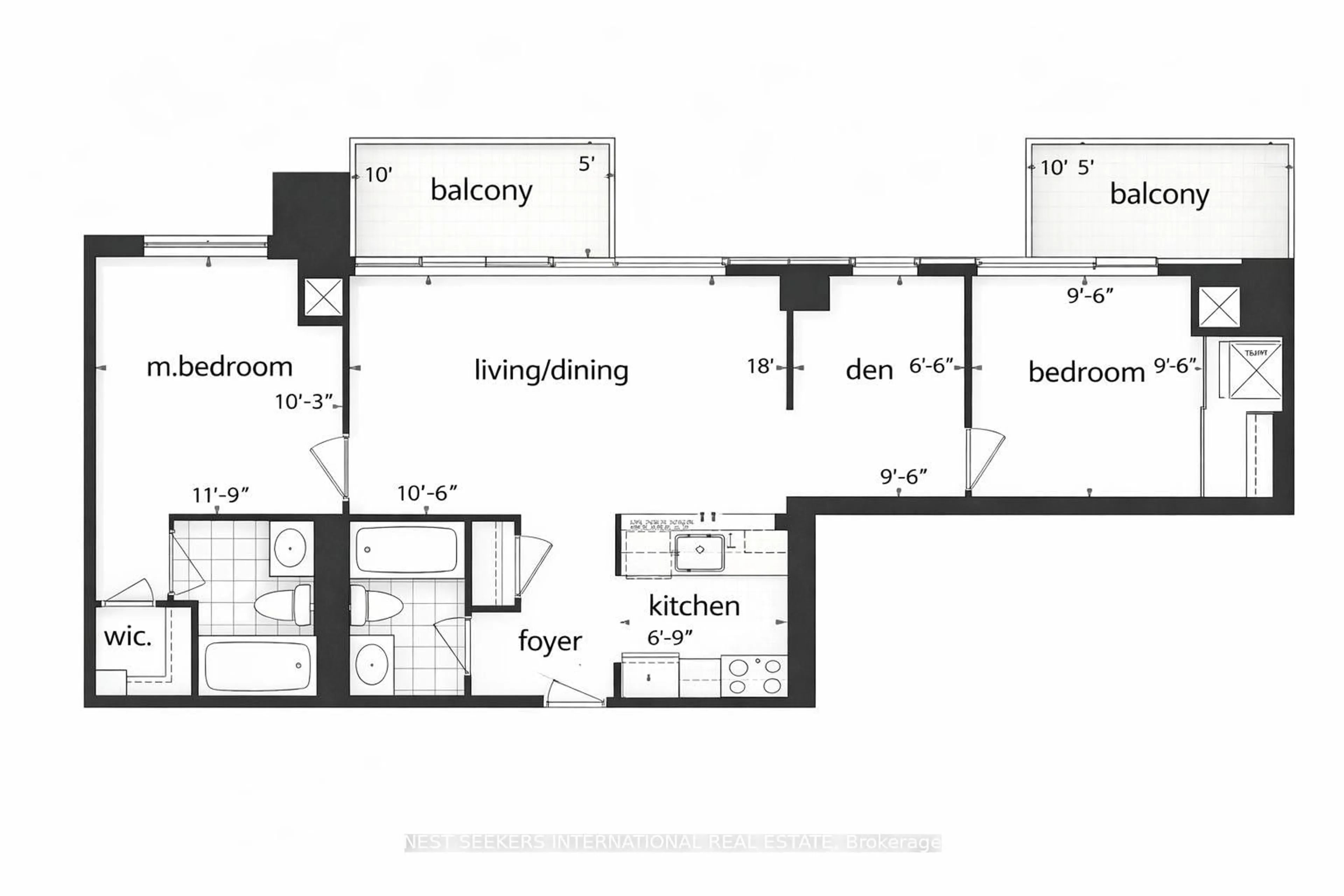Floor plan for 215 Queen St #2309, Brampton Ontario L6W 0A9