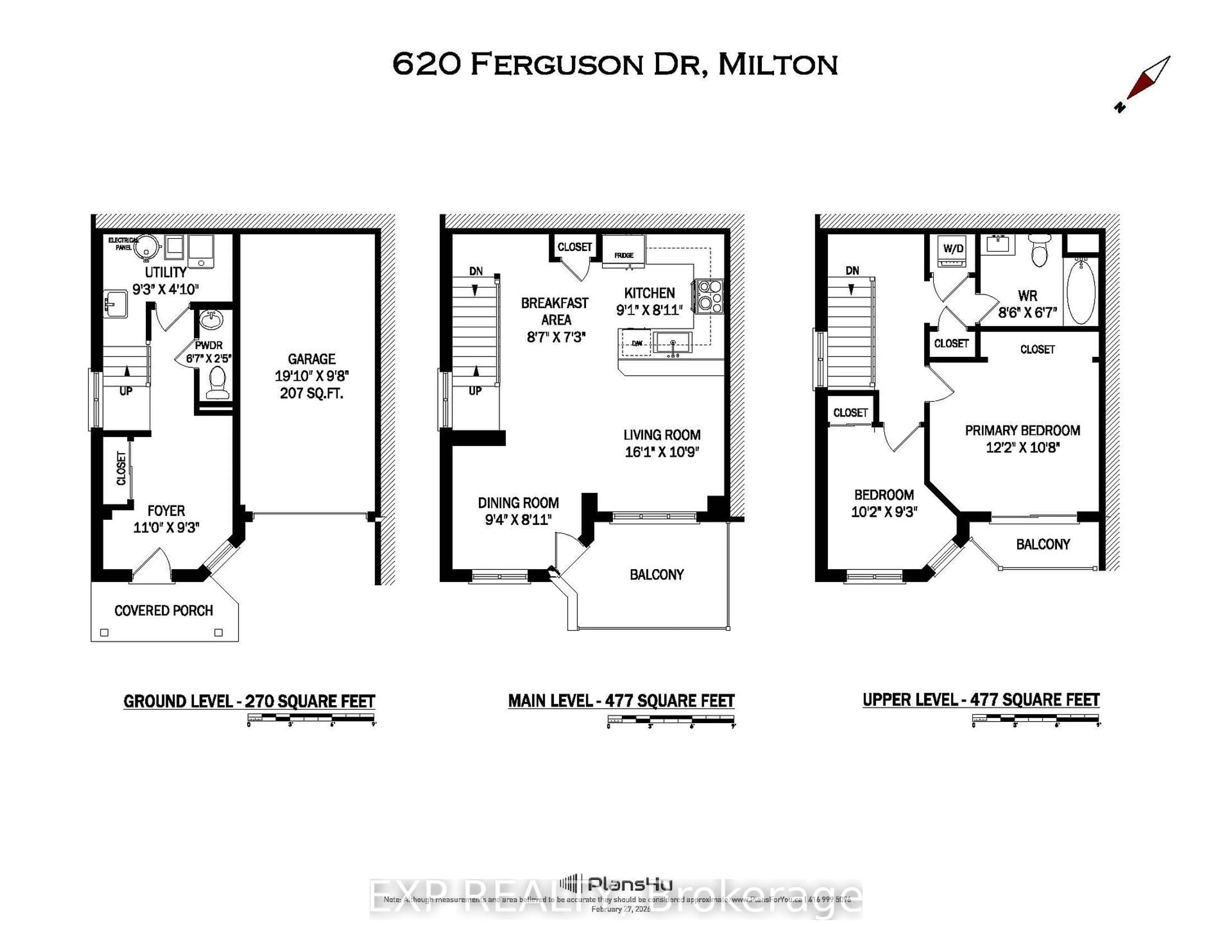 Floor plan for 620 Ferguson Dr #88, Milton Ontario L9T 0M8